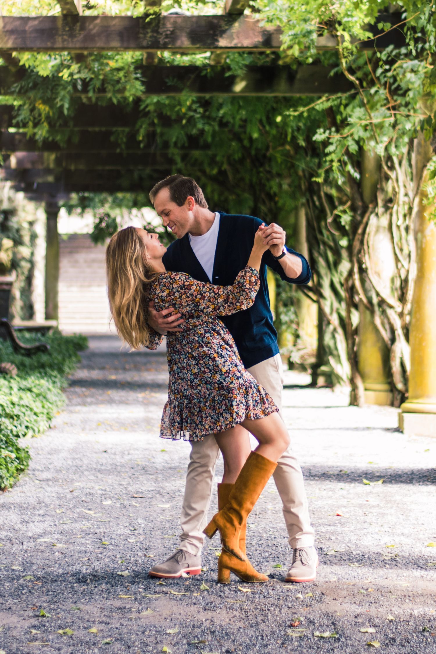 couple, couple dancing, engaged couple, engagement photos, proposal, couple at the Biltmore Estate, Biltmore Estate, Asheville, NC couple