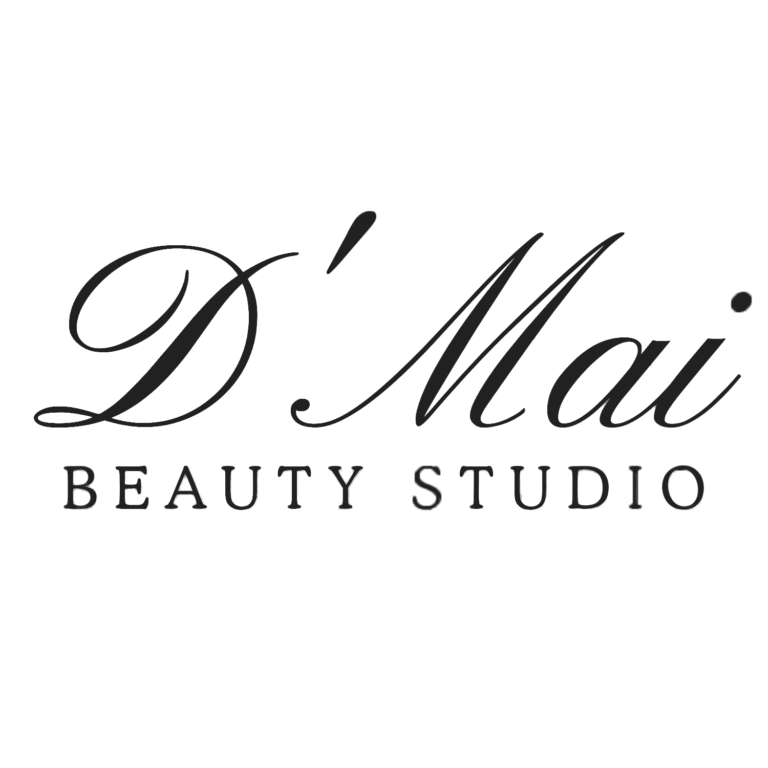 D'Mai Beauty Studio logo featuring elegant script and serif typography in black on white background.