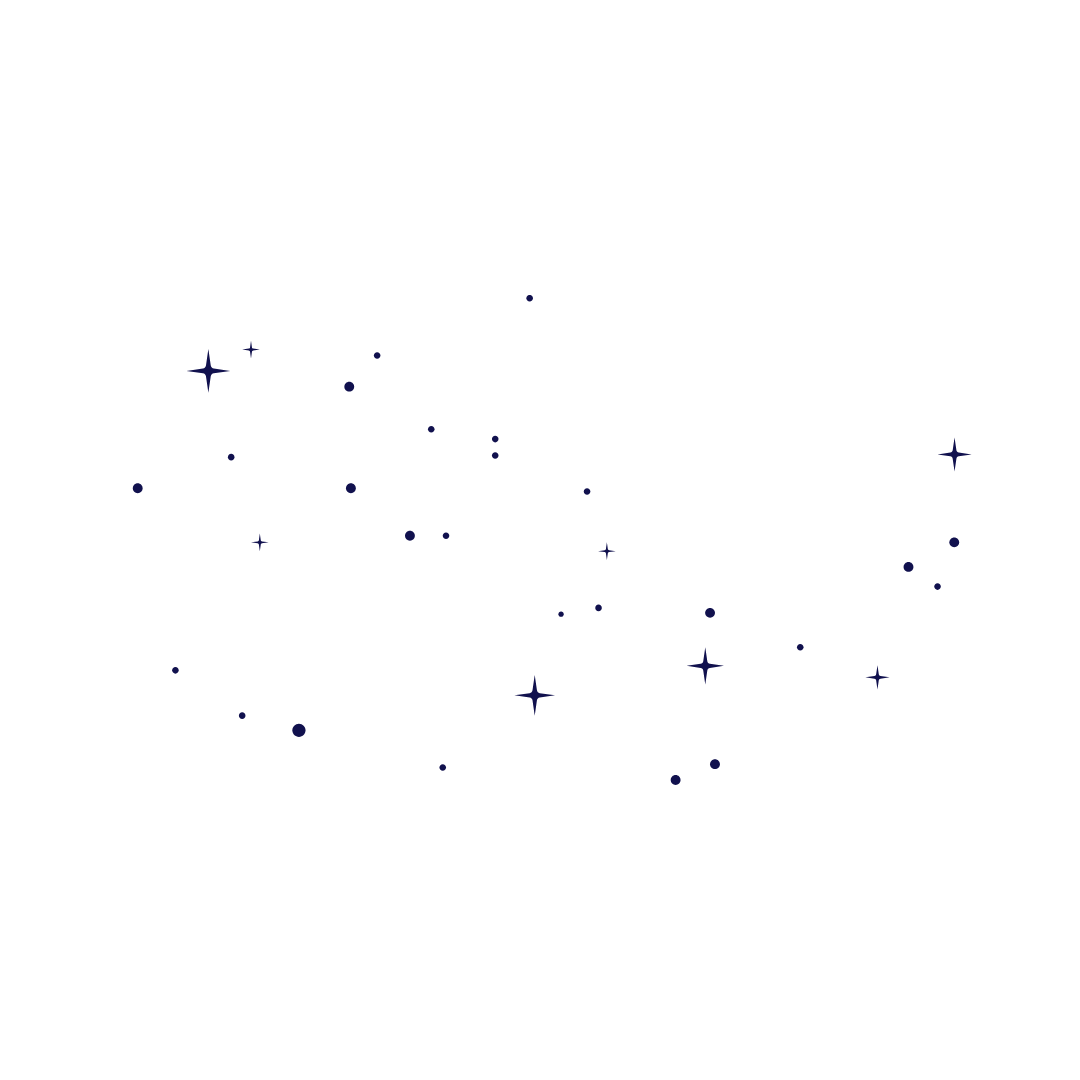 Scattered dark blue stars and sparkles pattern on white background for celestial design.