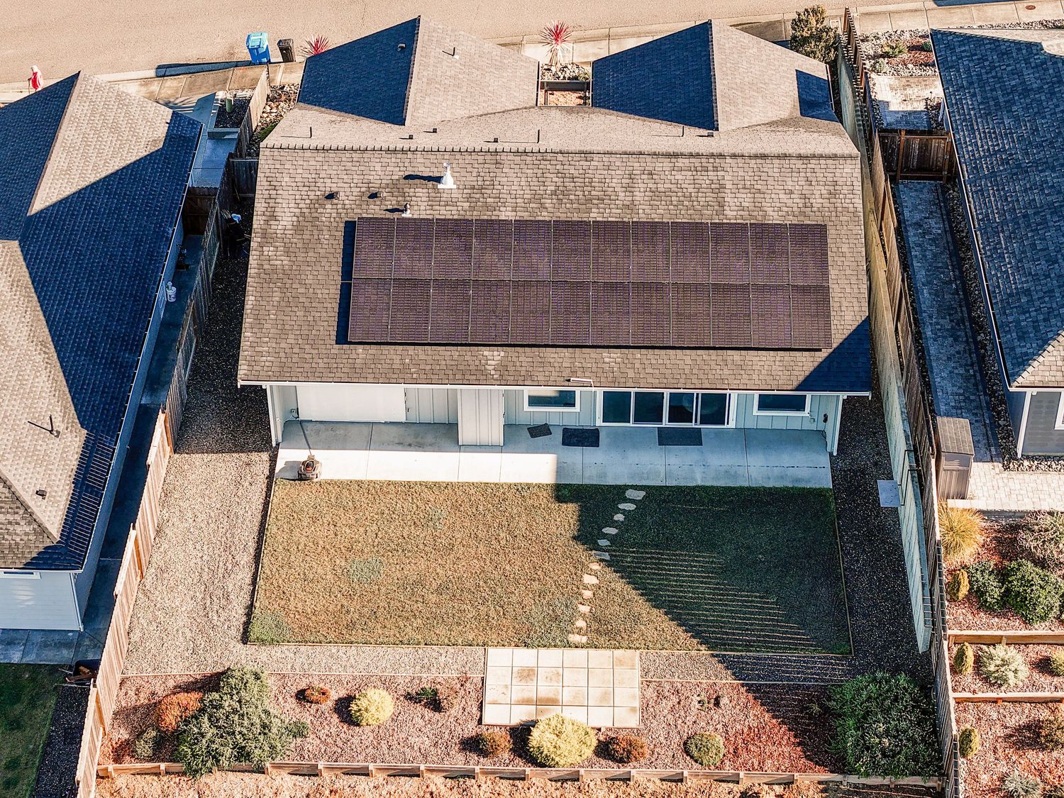 Aerial photo, back elevation, real estate  single family home, Fortuna CA.