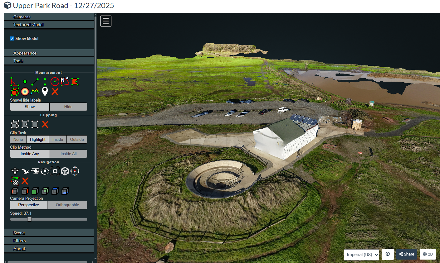 3D model with volume calculation developed in WebOMD