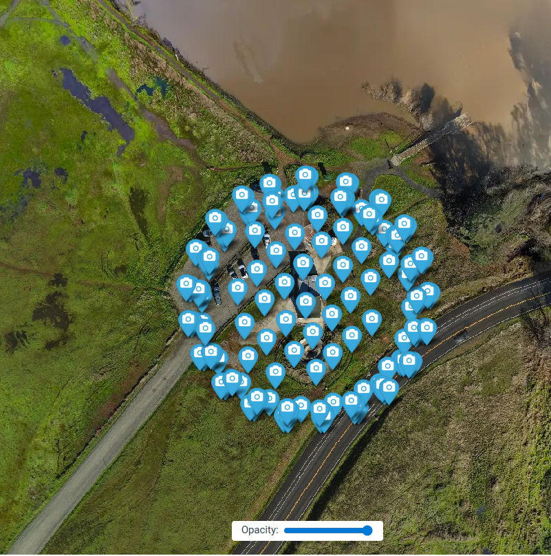 A photo showing the camera locations for documention of aerial flight