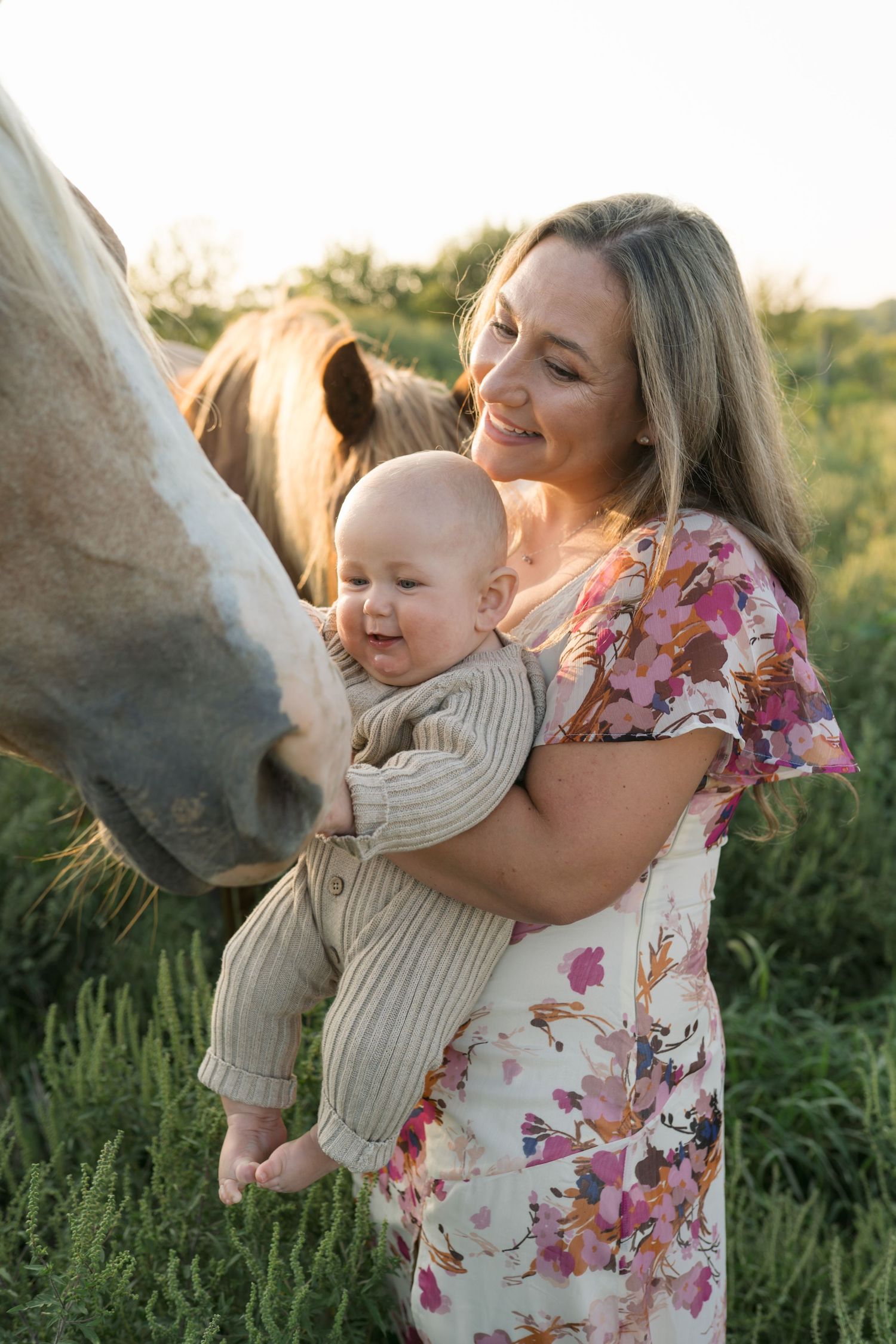 Family Session With Horses On A Private Property In St. John, Indiana Near Chicago