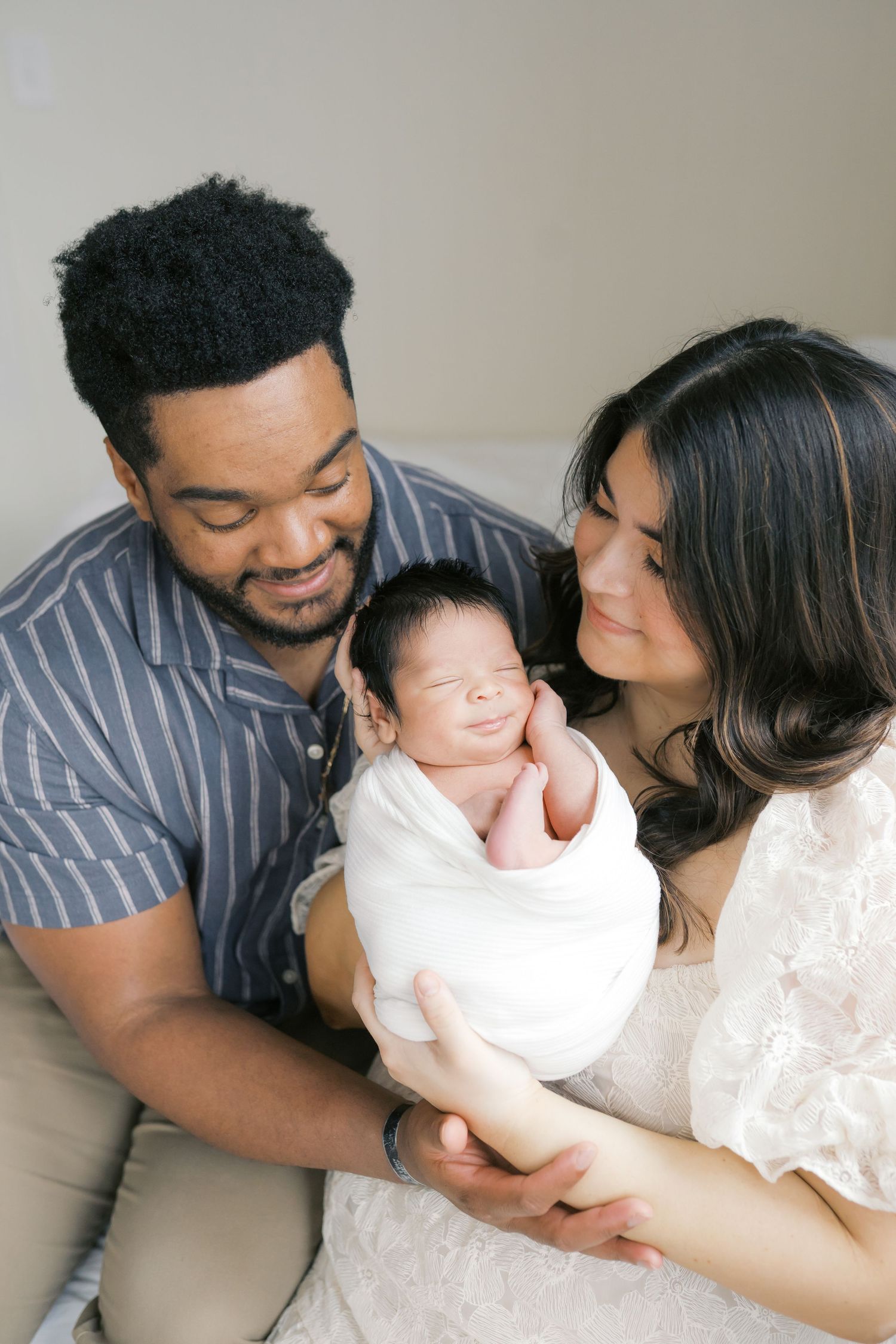 Timeless newborn studio photography in Valparaiso, Indiana with soft light and neutral styling
