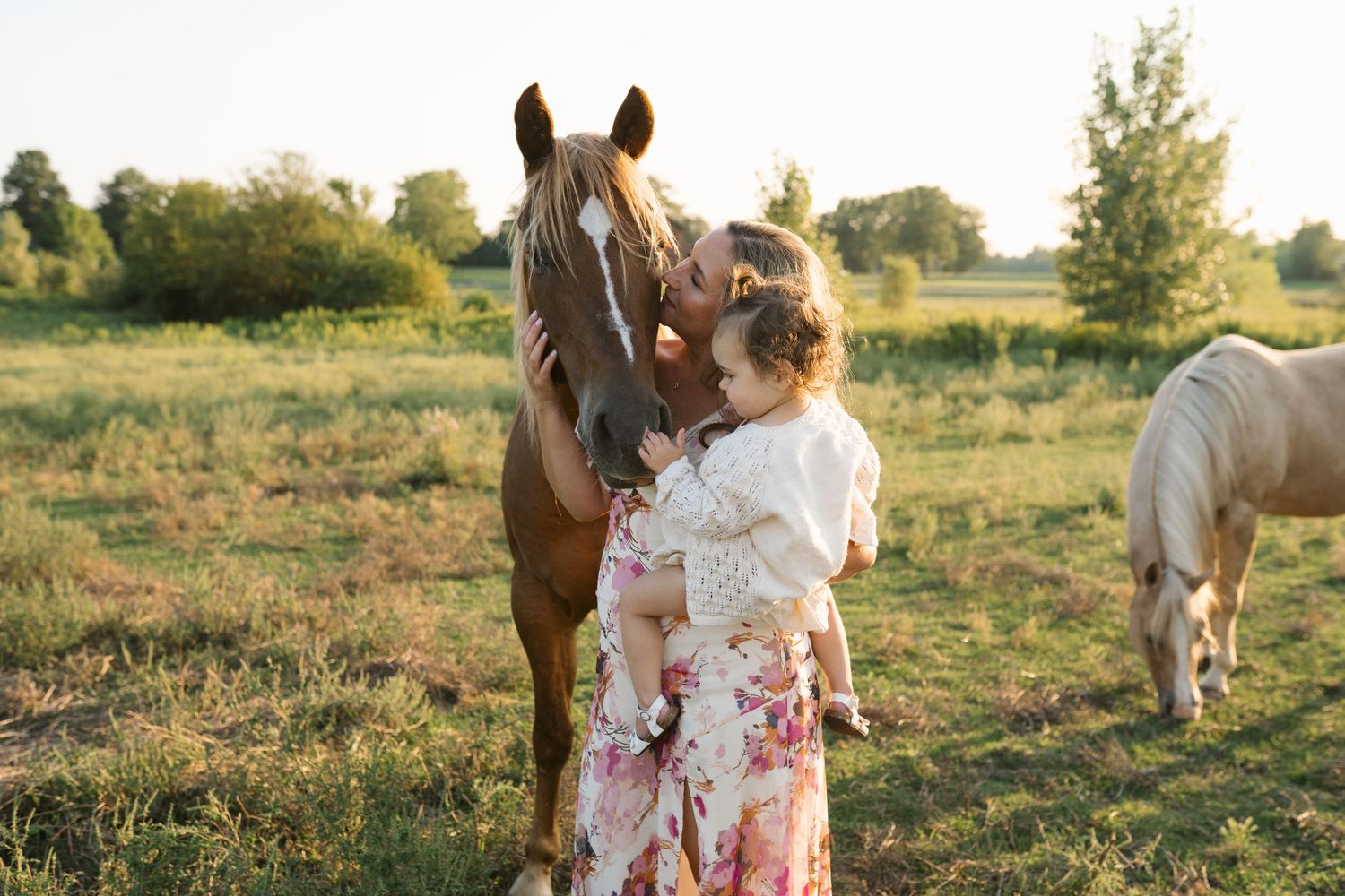 Family Session With Horses On A Private Property In St. John, Indiana Near Chicago