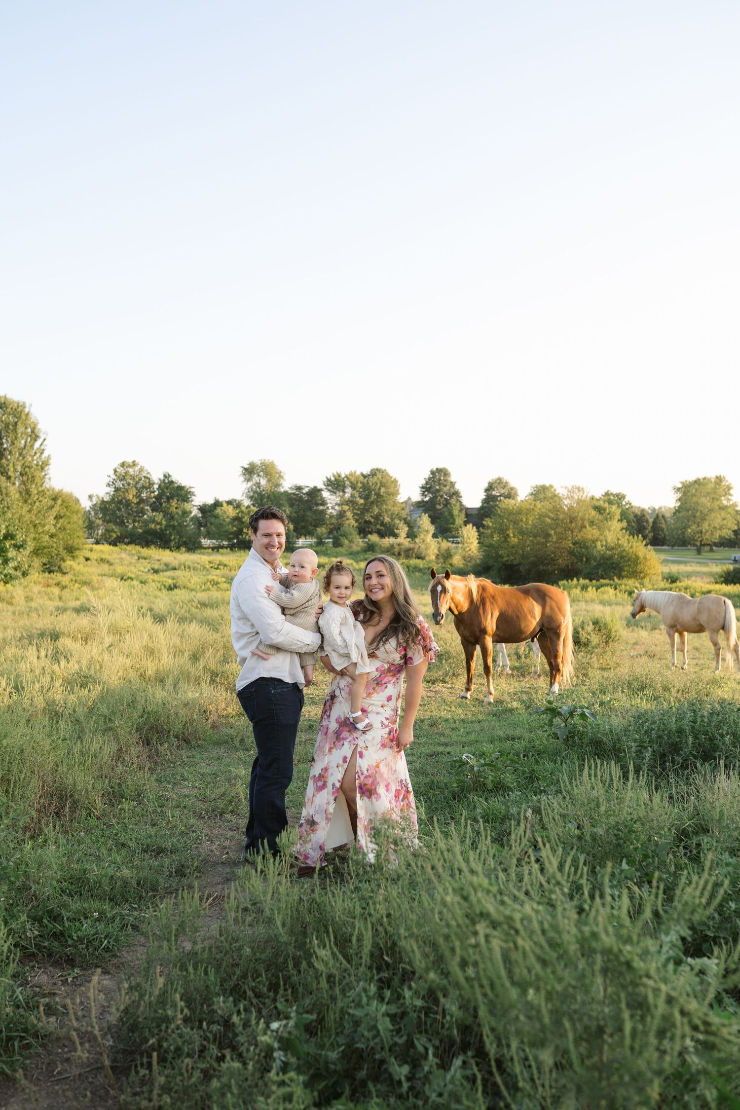 Family Session With Horses On A Private Property In St. John, Indiana Near Chicago