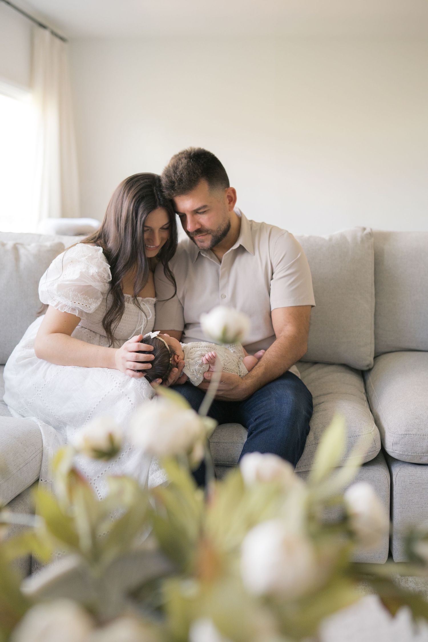 Chicago-area newborn photography session captured in the comfort of the family home.