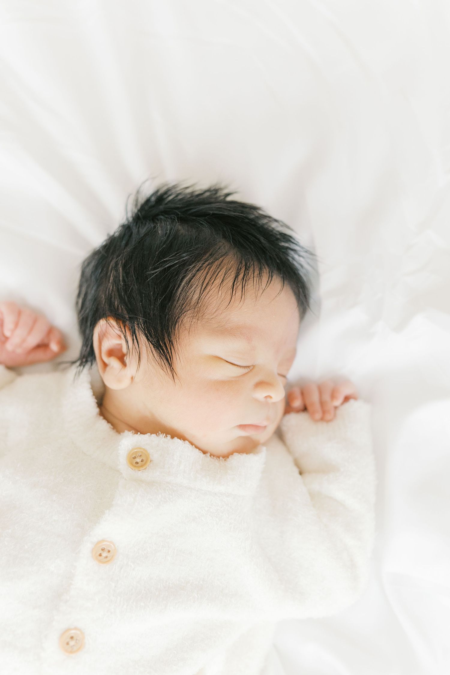 Close-up of newborn baby hands during a studio newborn photography session in Valparaiso, Indiana.