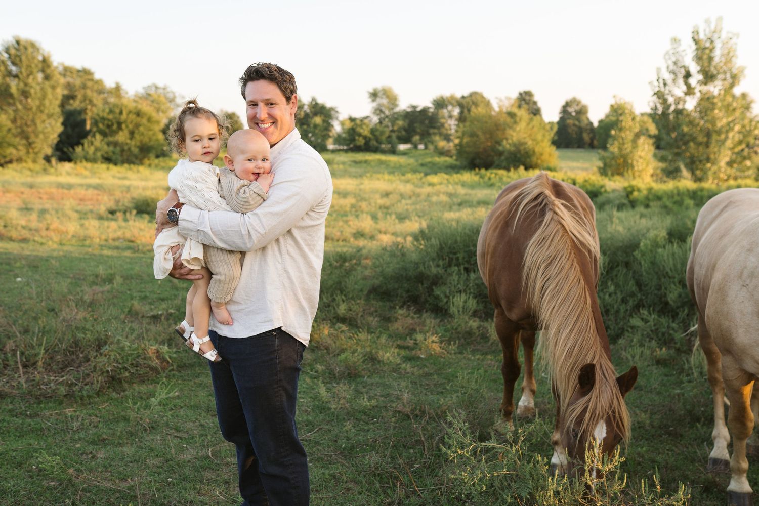 Family Session With Horses On A Private Property In St. John, Indiana Near Chicago