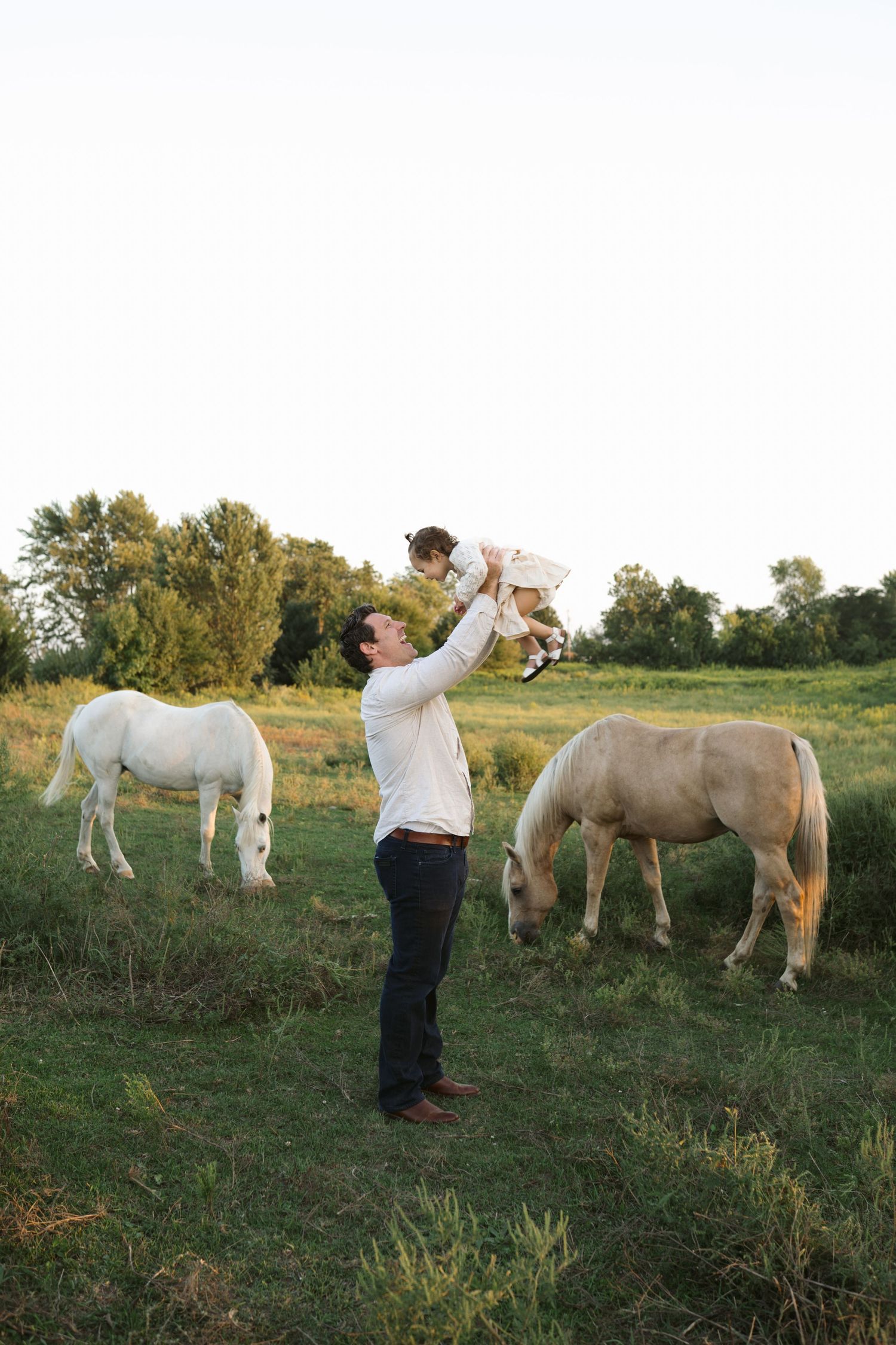 Family Session With Horses On A Private Property In St. John, Indiana Near Chicago