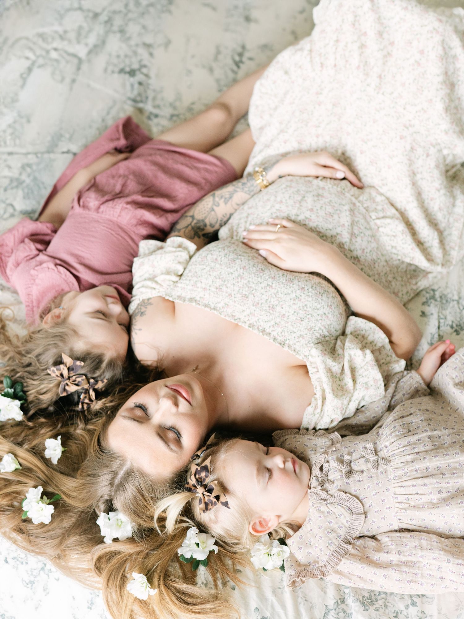 Mom & daughters at a lifestyle home maternity session in Valparaiso Indiana