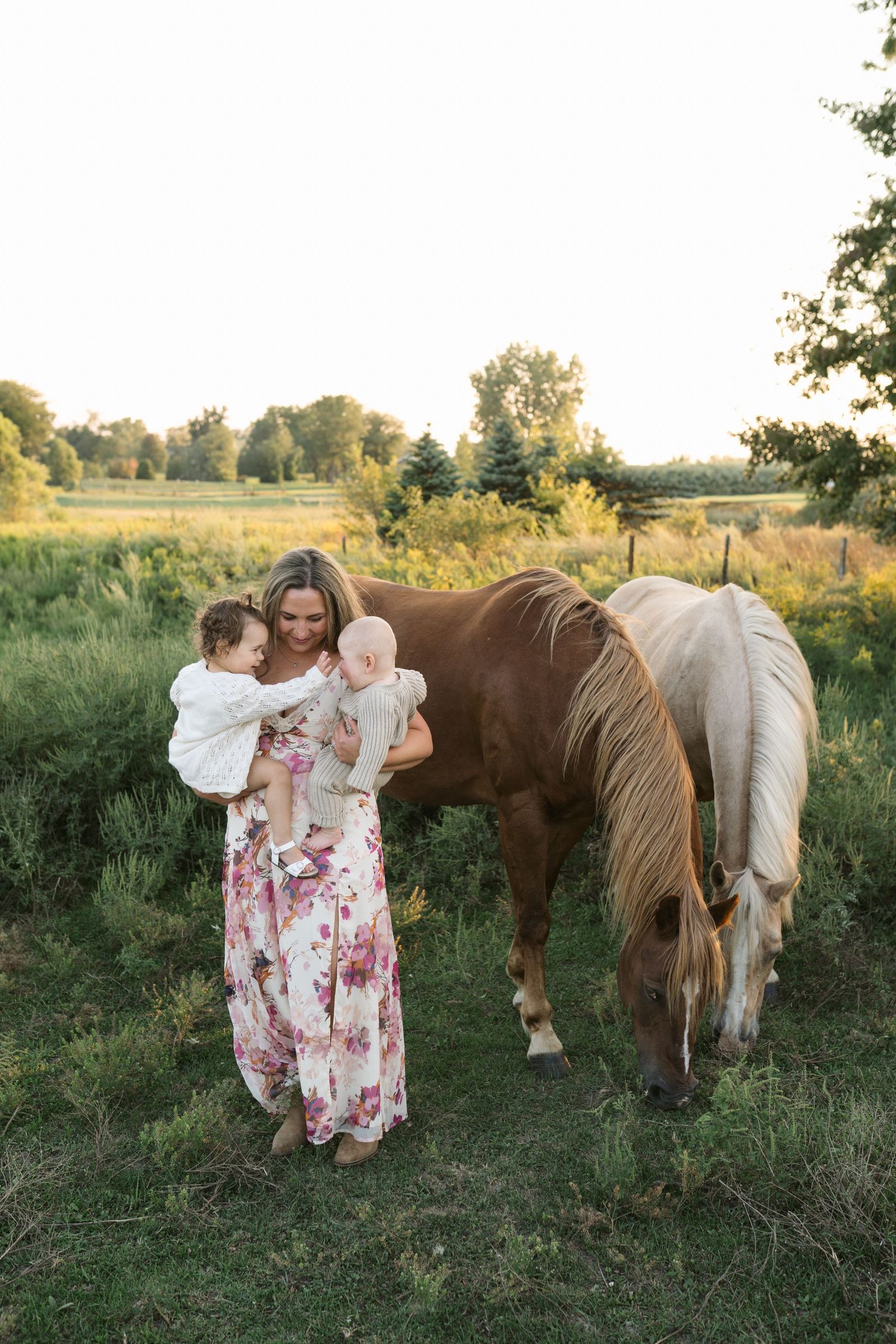 Family Session With Horses On A Private Property In St. John, Indiana Near Chicago