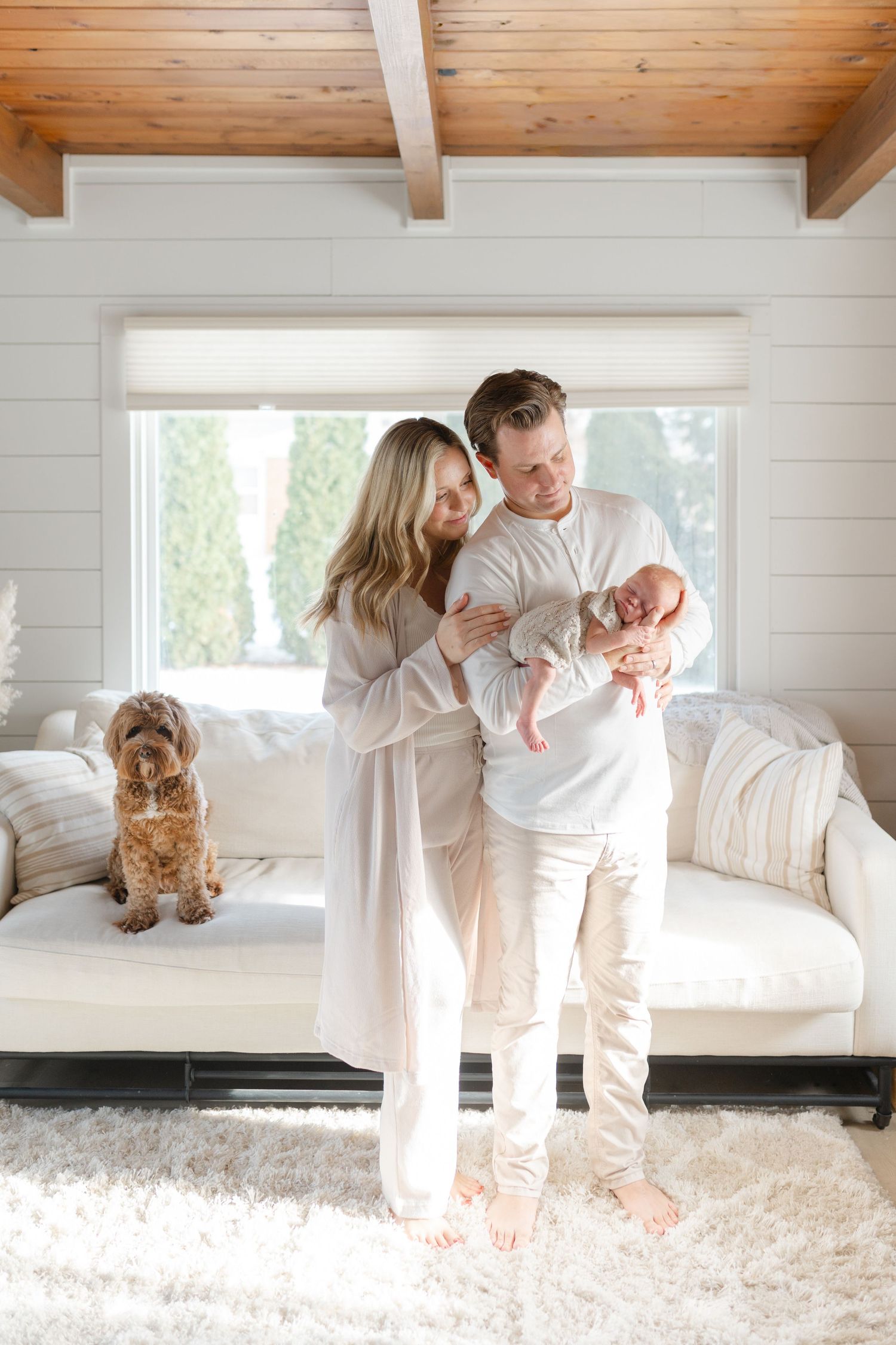 Light and airy newborn photo shoot taking place in home near valparaiso indiana