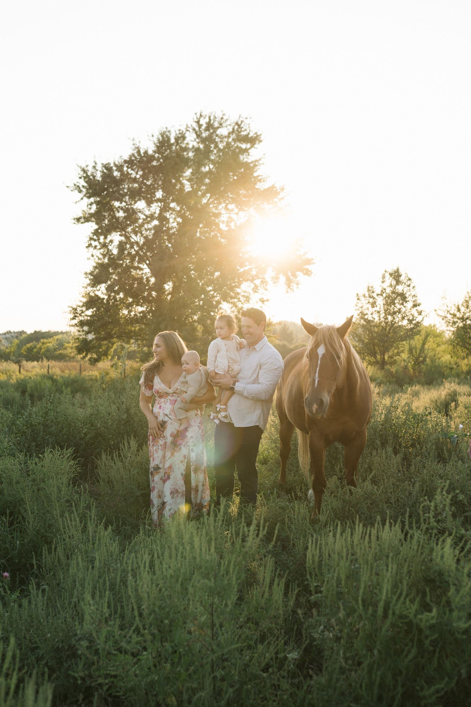 Family Session With Horses On A Private Property In St. John, Indiana Near Chicago