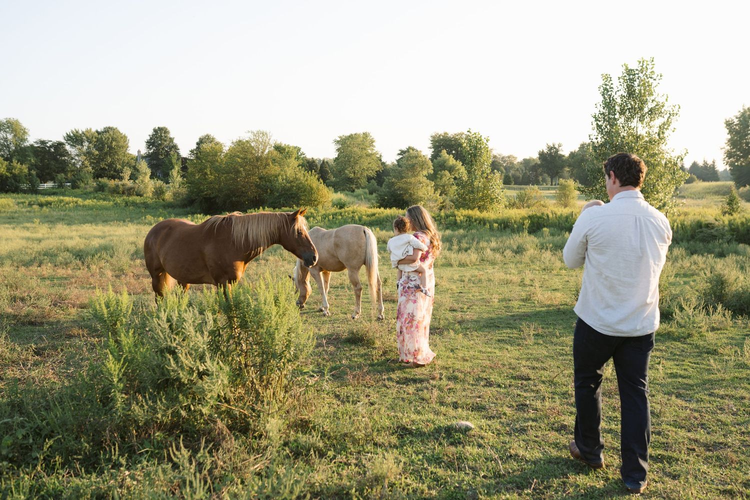 Family Session With Horses On A Private Property In St. John, Indiana Near Chicago