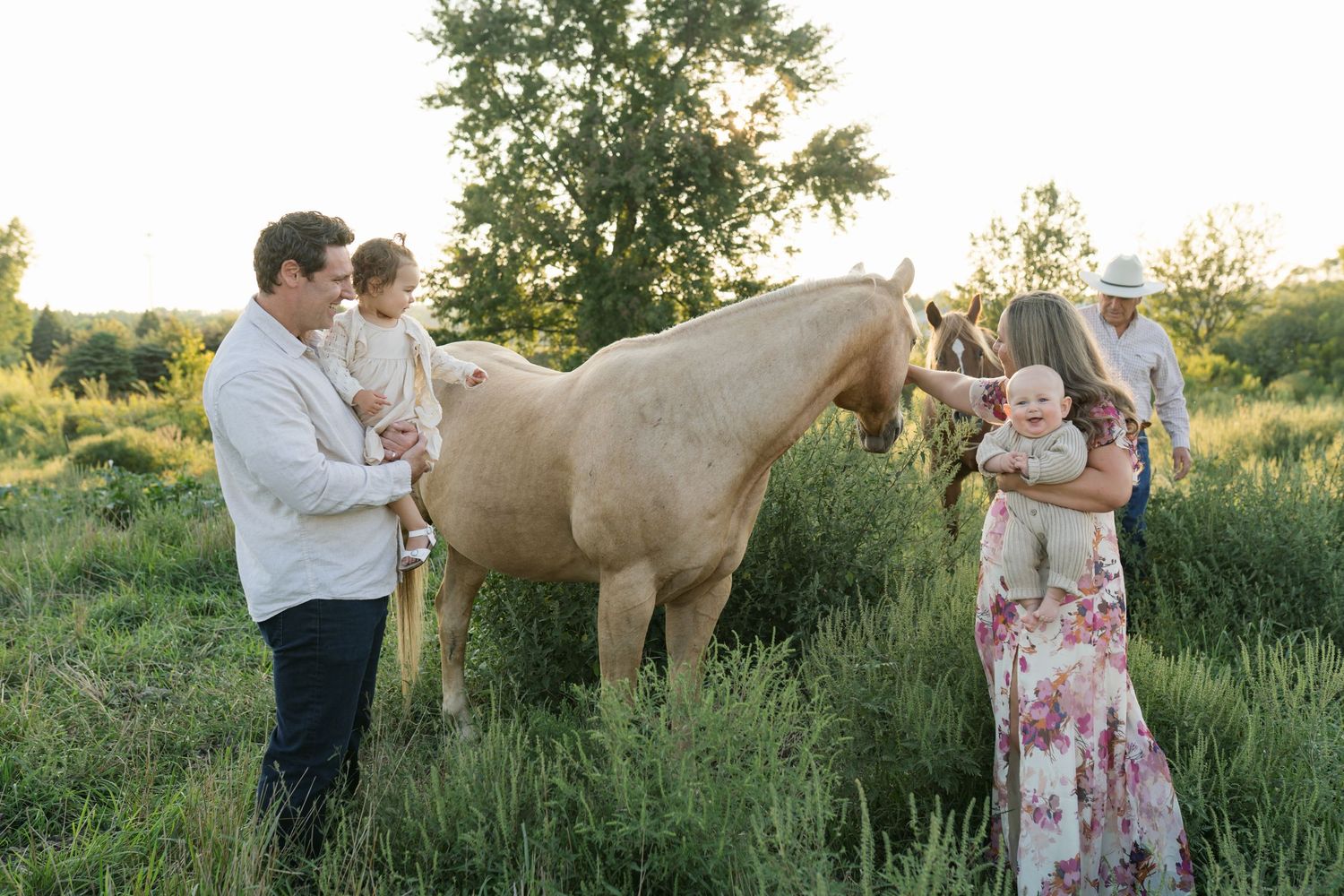 Family Session With Horses On A Private Property In St. John, Indiana Near Chicago