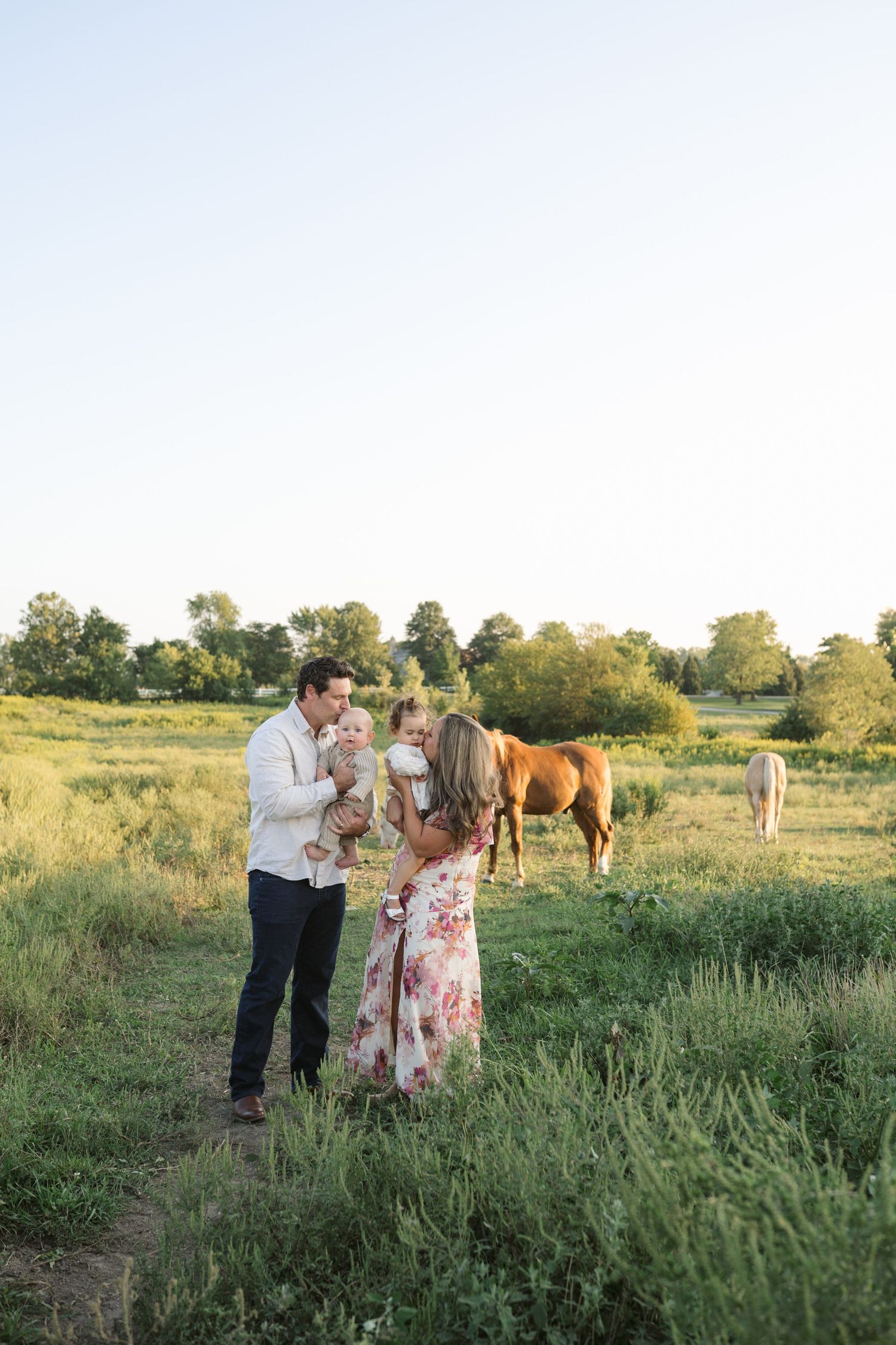 Family Session With Horses On A Private Property In St. John, Indiana Near Chicago
