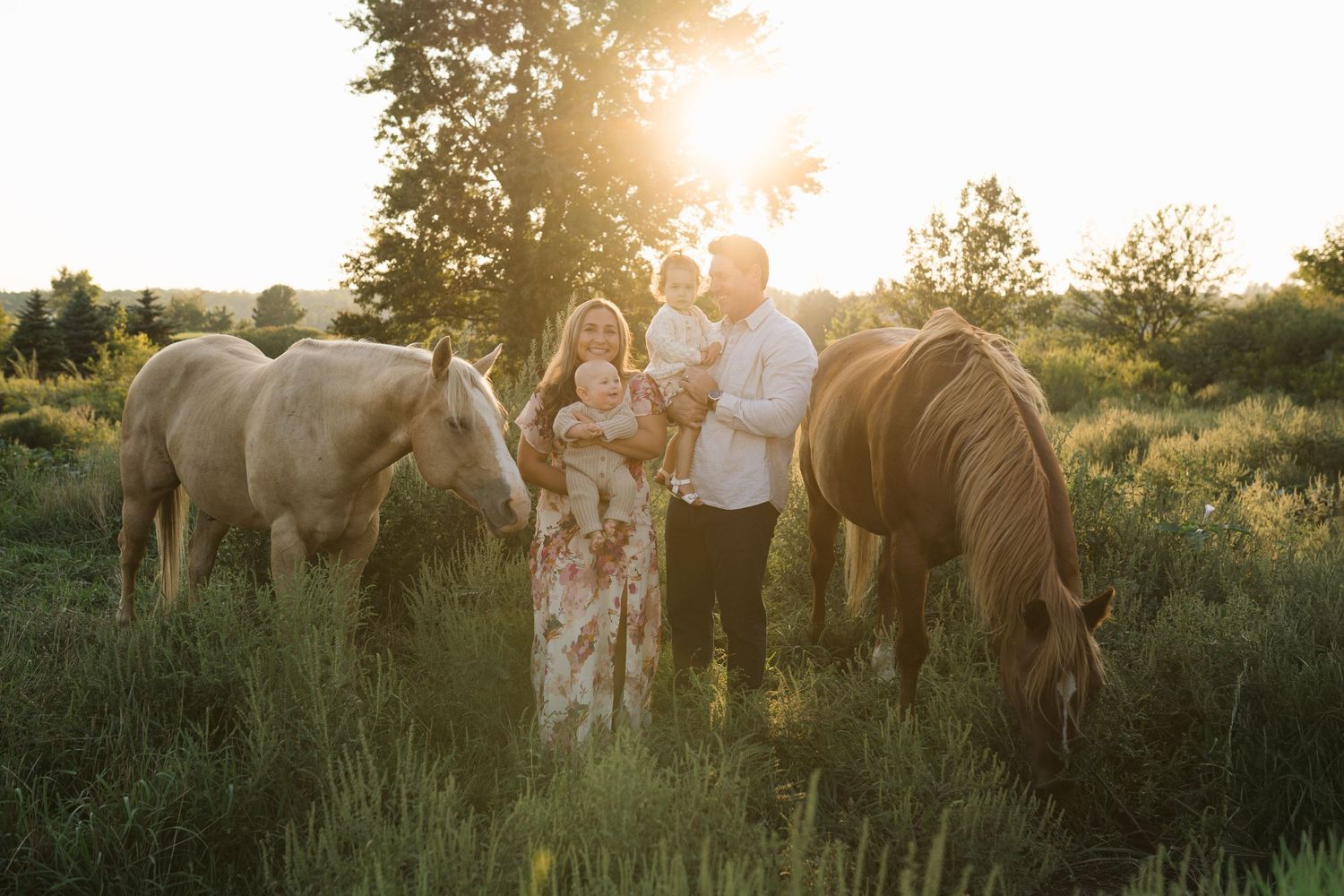 Family Session With Horses On A Private Property In St. John, Indiana Near Chicago
