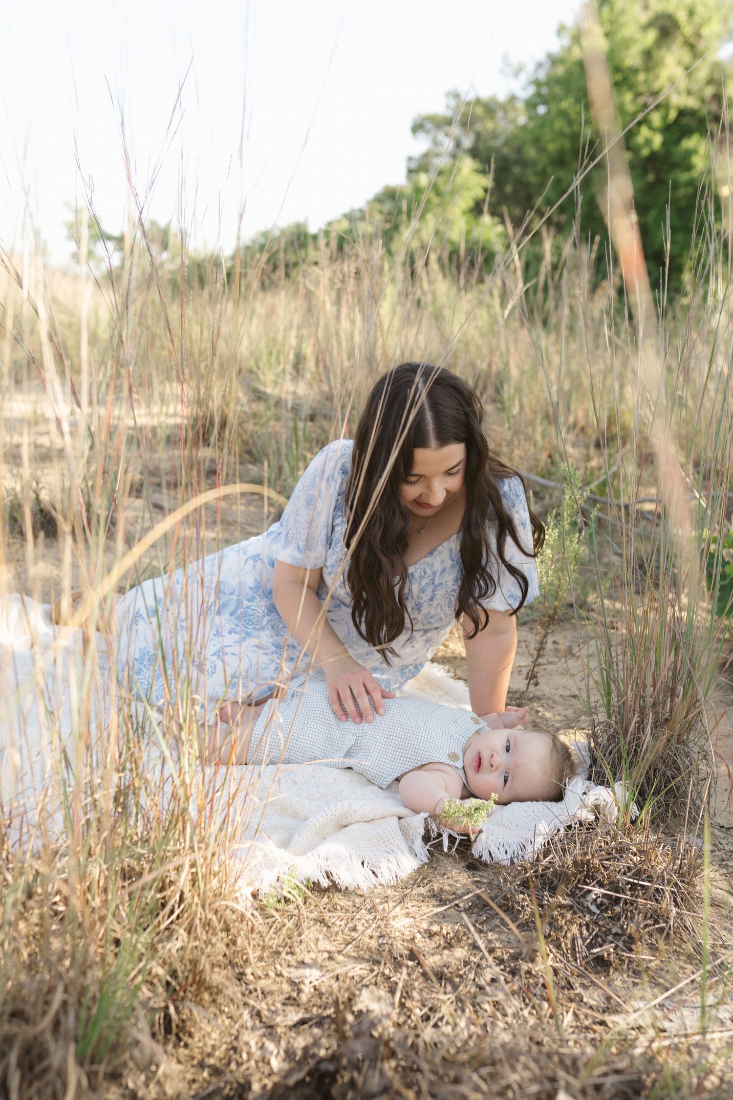 Six Month Baby Milestone Session in Portage, Indiana, at the Indiana Dunes near Chicago