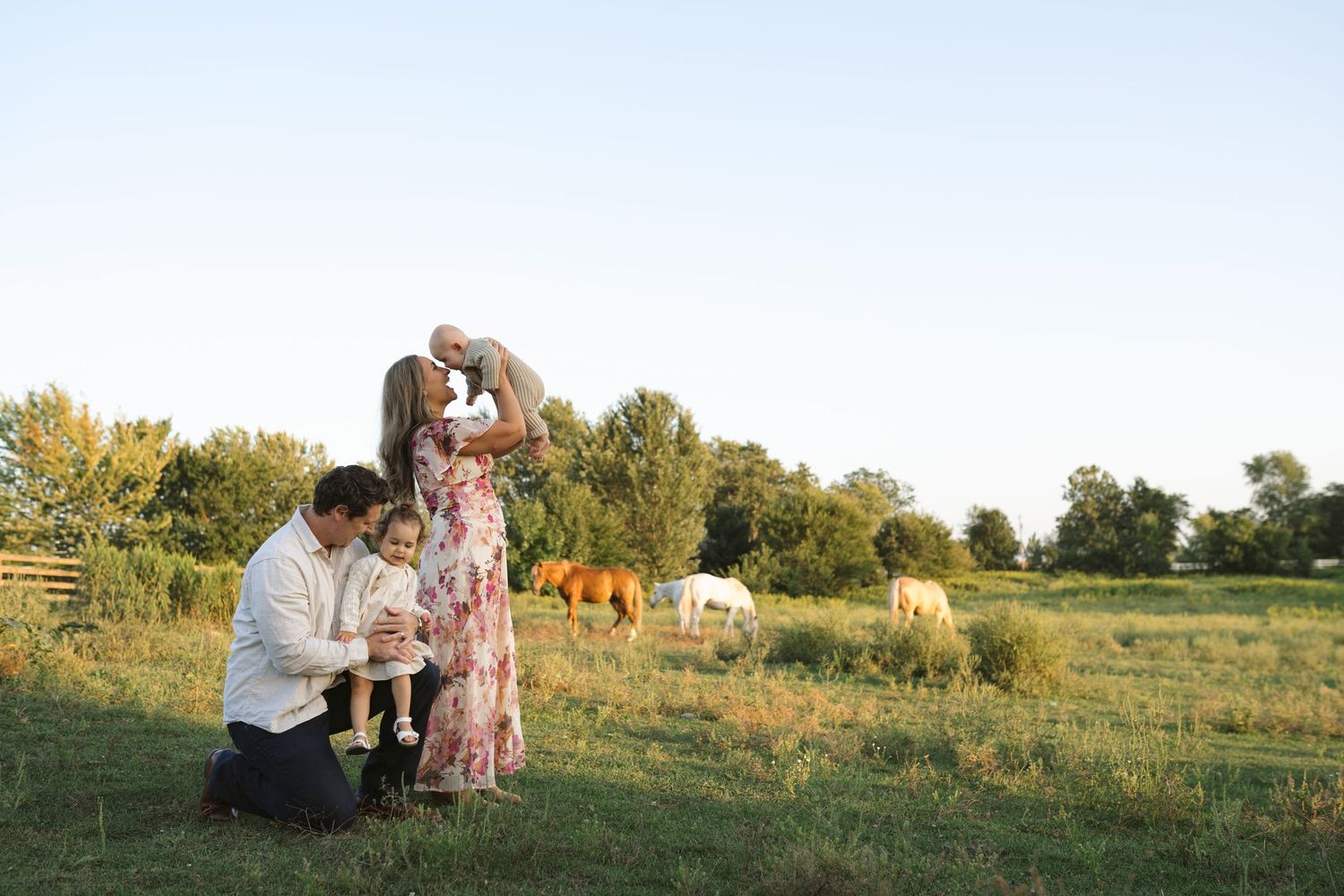 Family Session With Horses On A Private Property In St. John, Indiana Near Chicago