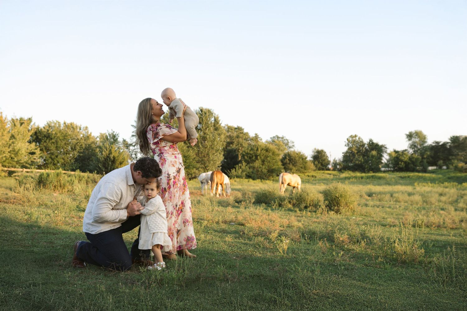 Family Session With Horses On A Private Property In St. John, Indiana Near Chicago