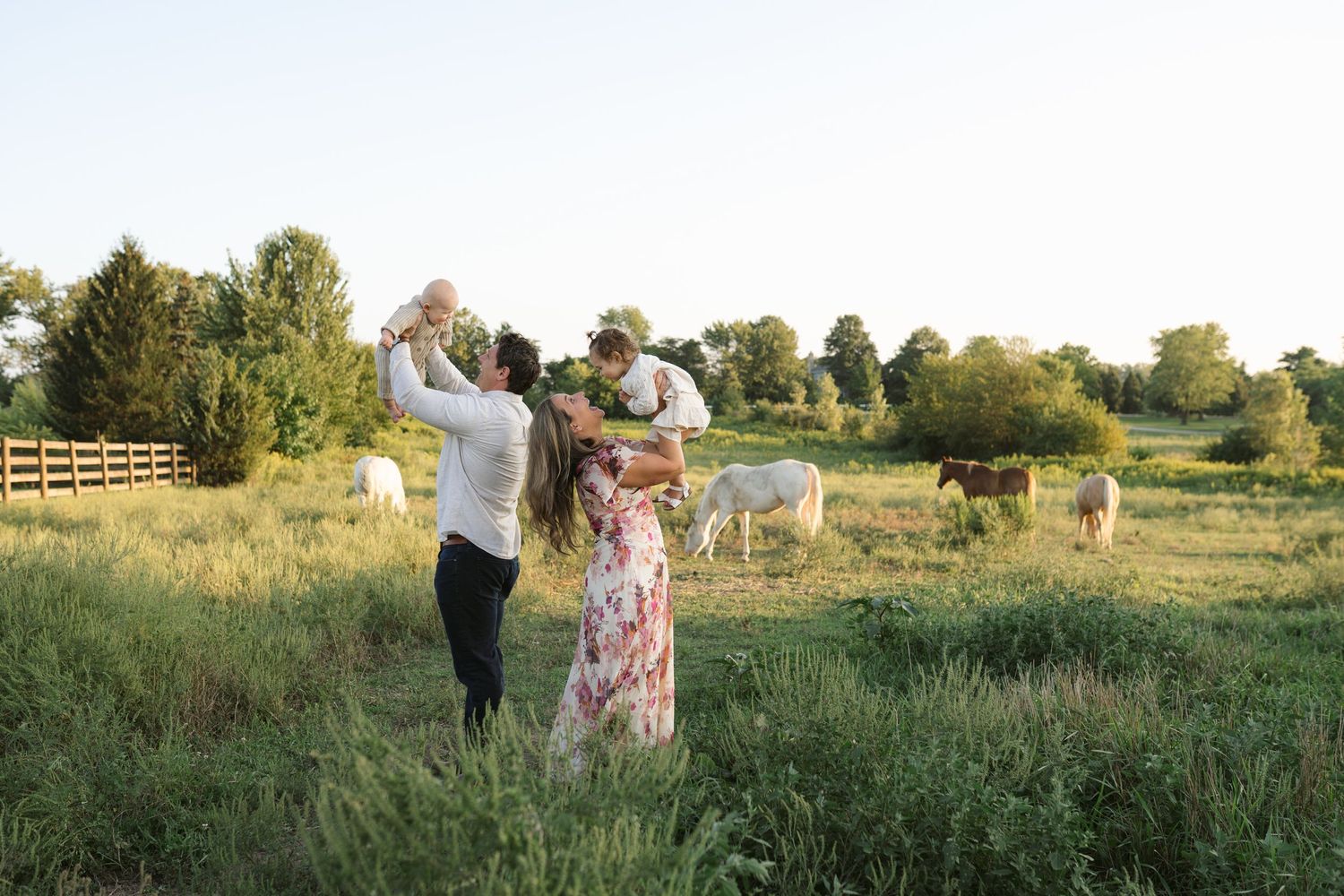 Family Session With Horses On A Private Property In St. John, Indiana Near Chicago