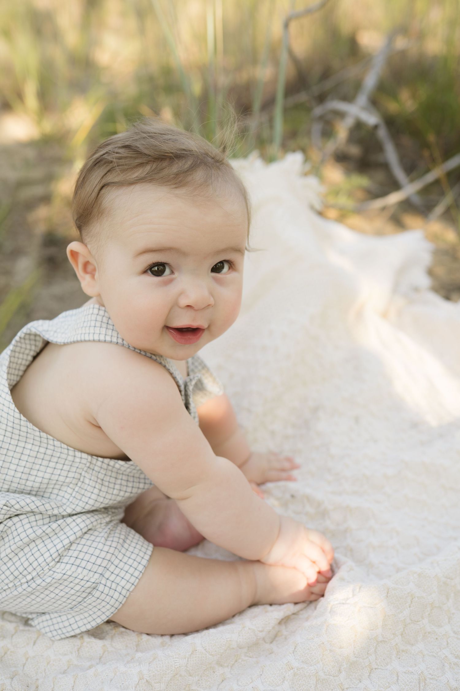 Six Month Baby Milestone Session in Portage, Indiana, at the Indiana Dunes near Chicago