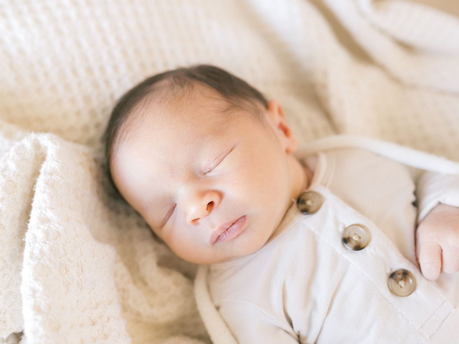 Close Up Portraits of baby during an at home newborn session in Valparaiso Indiana