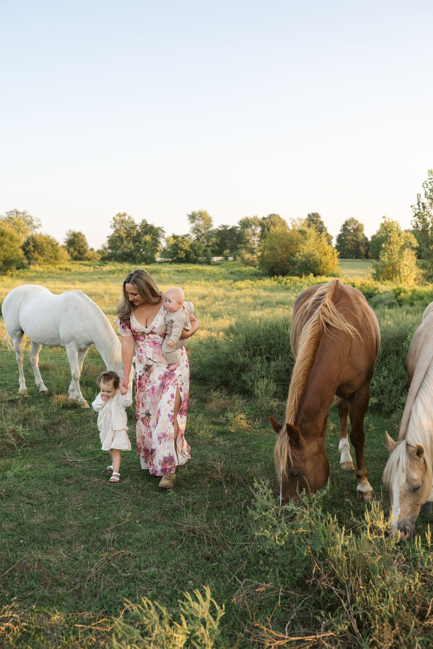 Family Session With Horses On A Private Property In St. John, Indiana Near Chicago