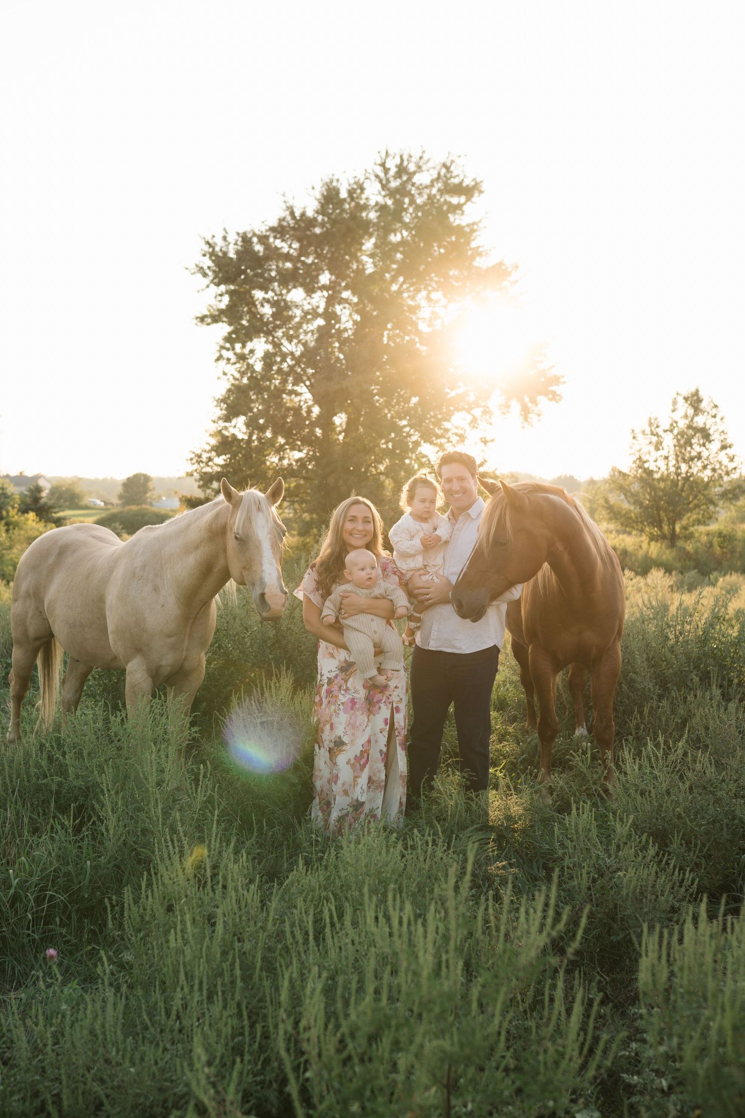 Family Session With Horses On A Private Property In St. John, Indiana Near Chicago