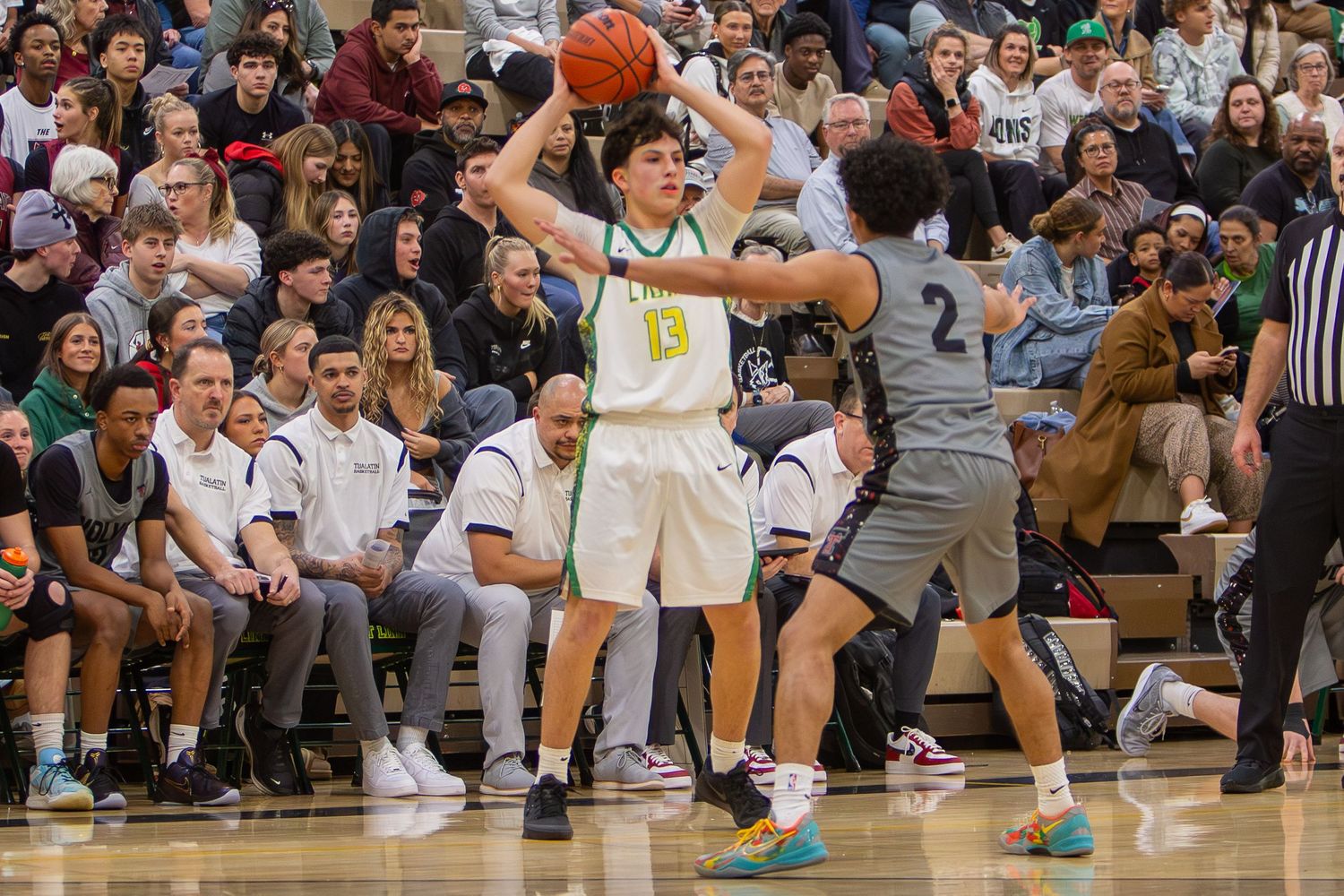 West Linn Lions Varsity Boys Basketball game photographed by Miles Butler Photography