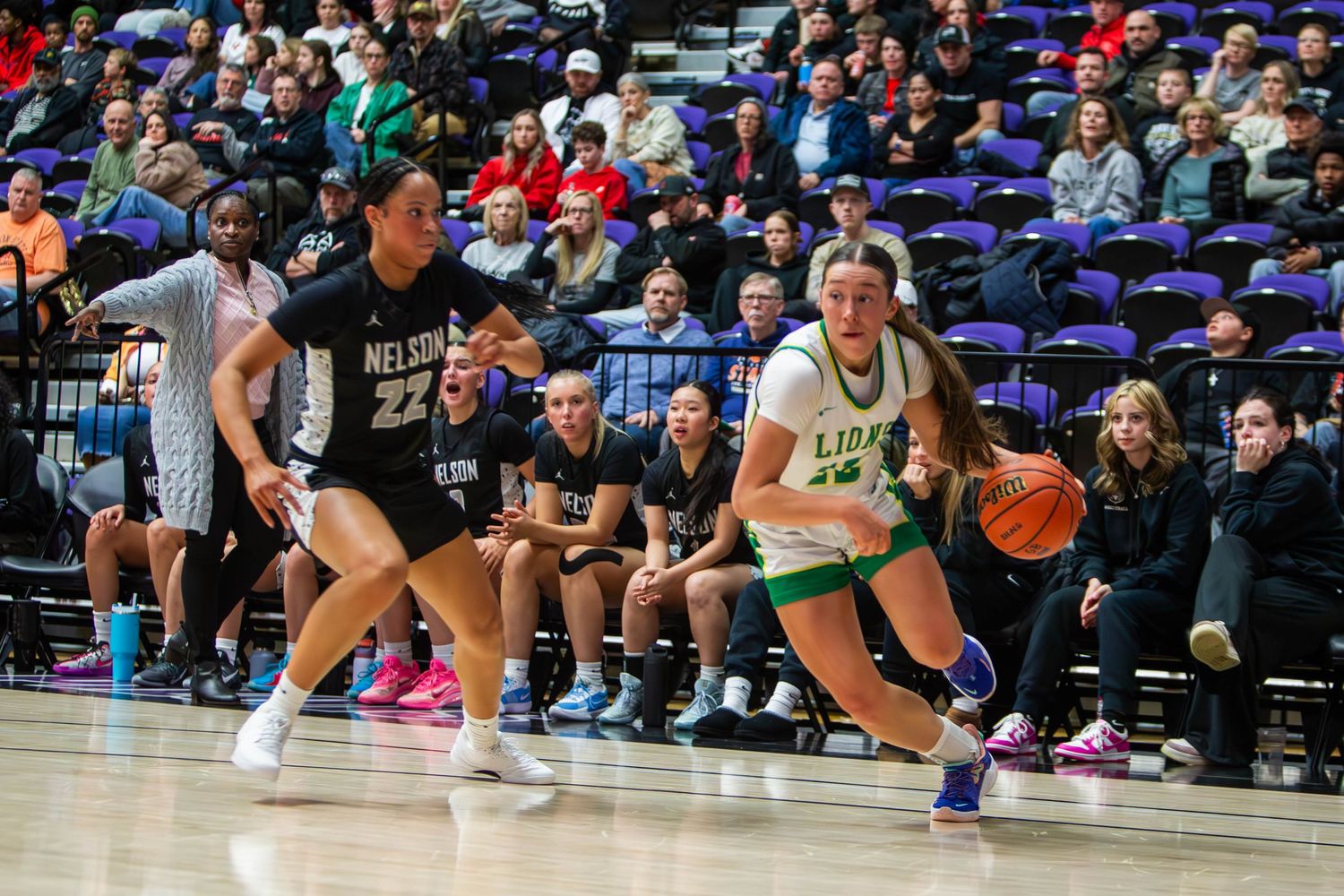 West Linn Lions Varsity Girls Basketball game photographed by Miles Butler Photography