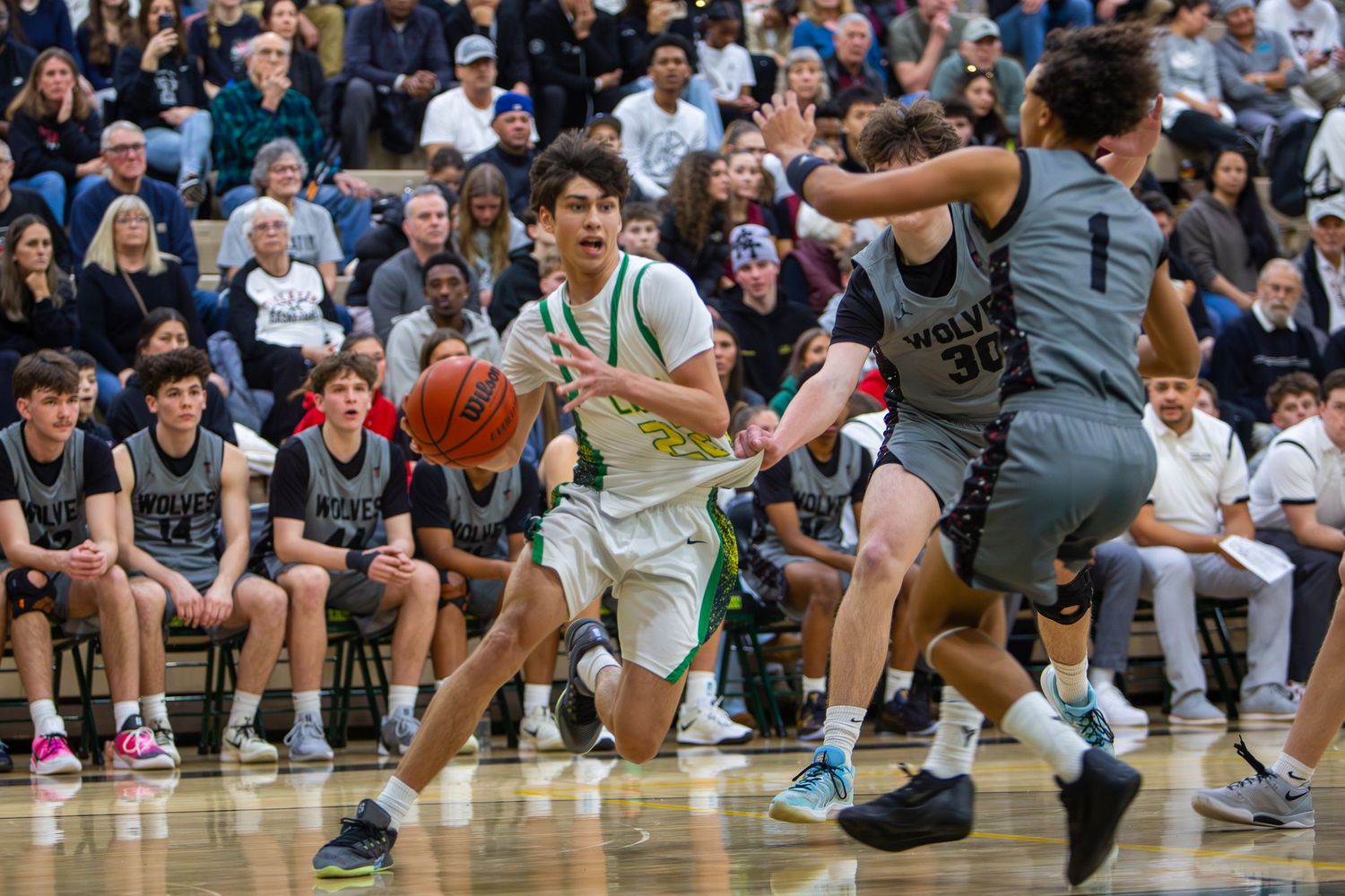 West Linn Lions Varsity Boys Basketball game photographed by Miles Butler Photography