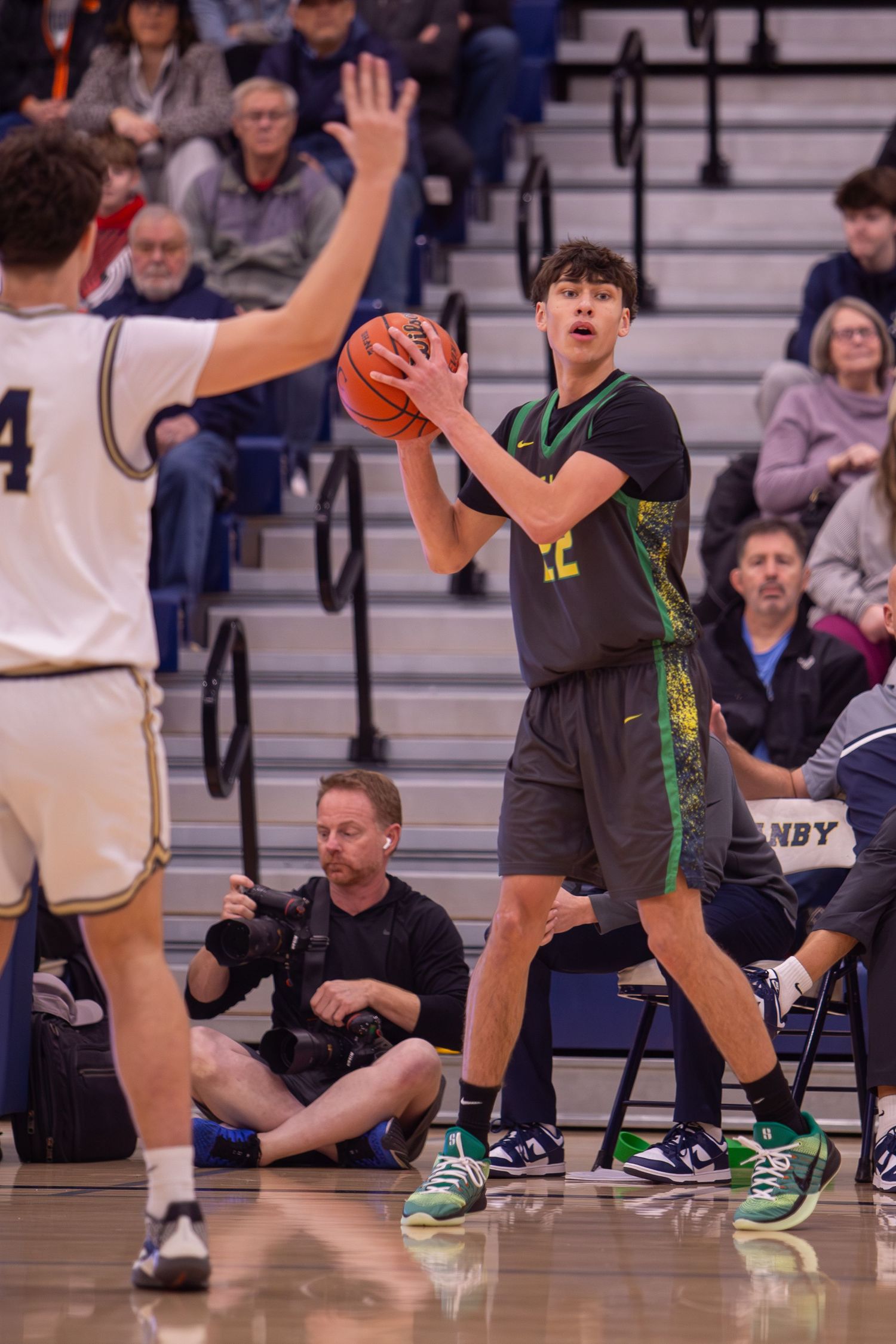 West Linn Lions Varsity Boys Basketball game photographed by Miles Butler Photography