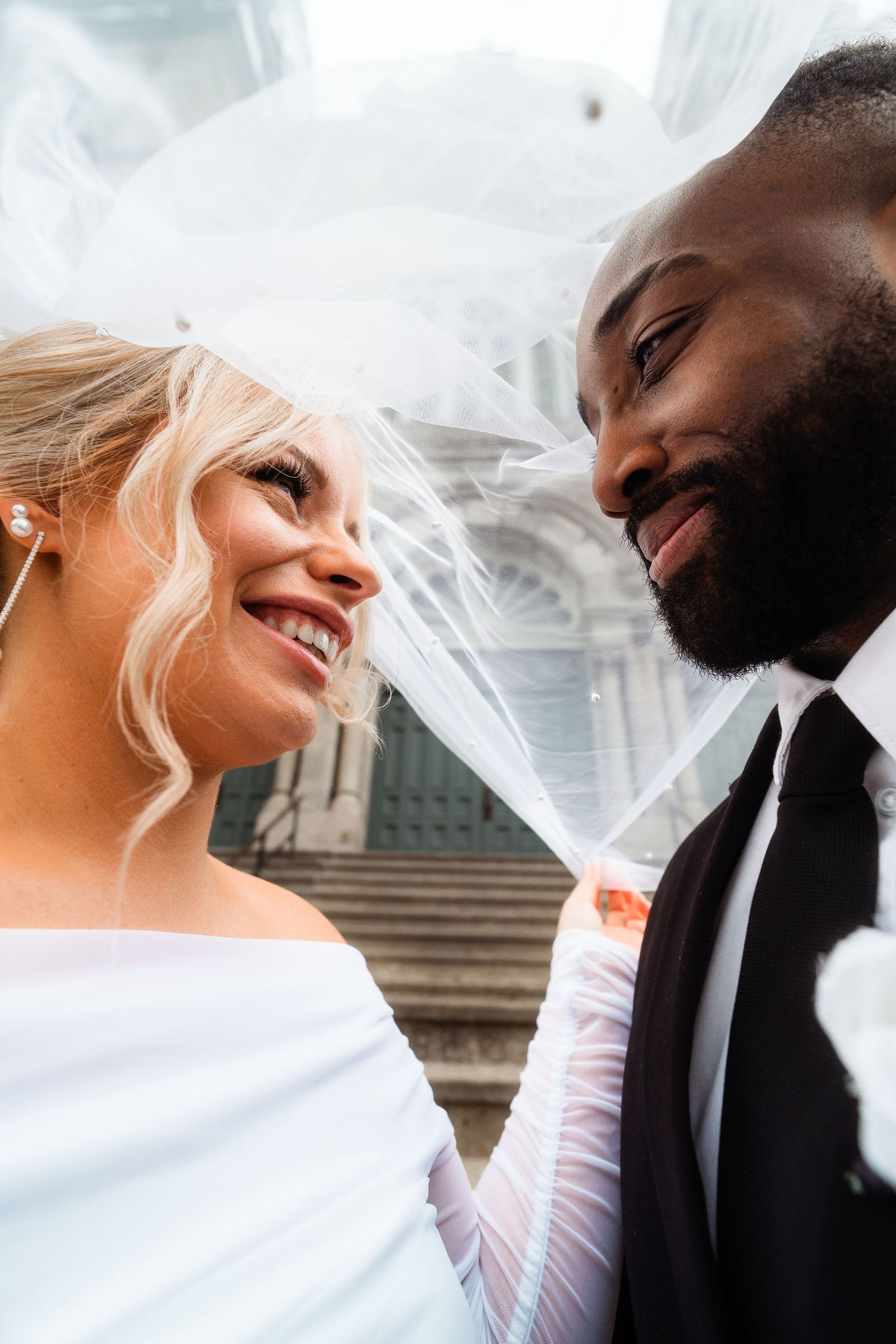 Close-up wedding photography sequence showing tender moments between newlyweds.
