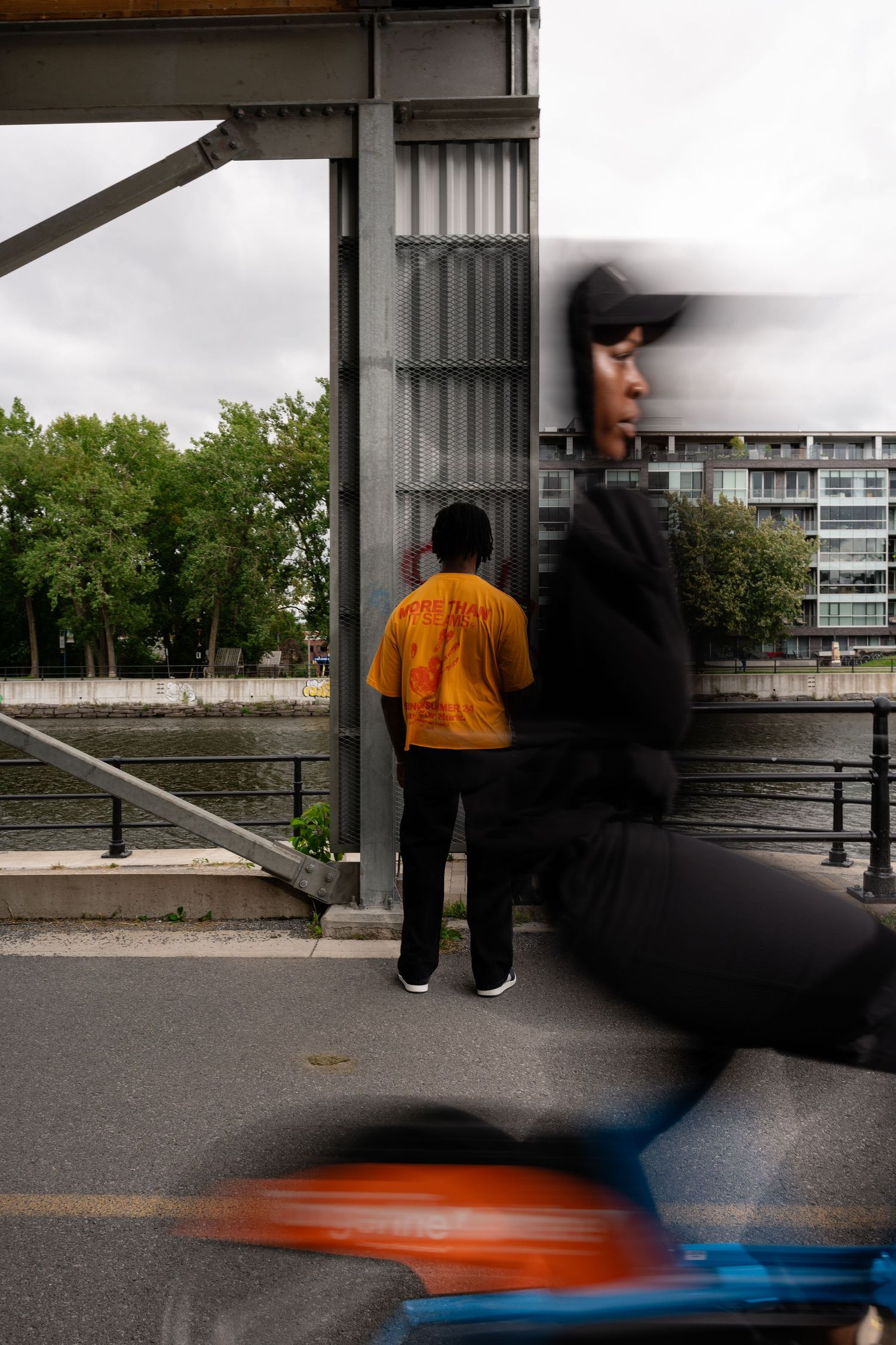 Motion sequence of skateboarding moves captured in an urban setting with dramatic lighting.