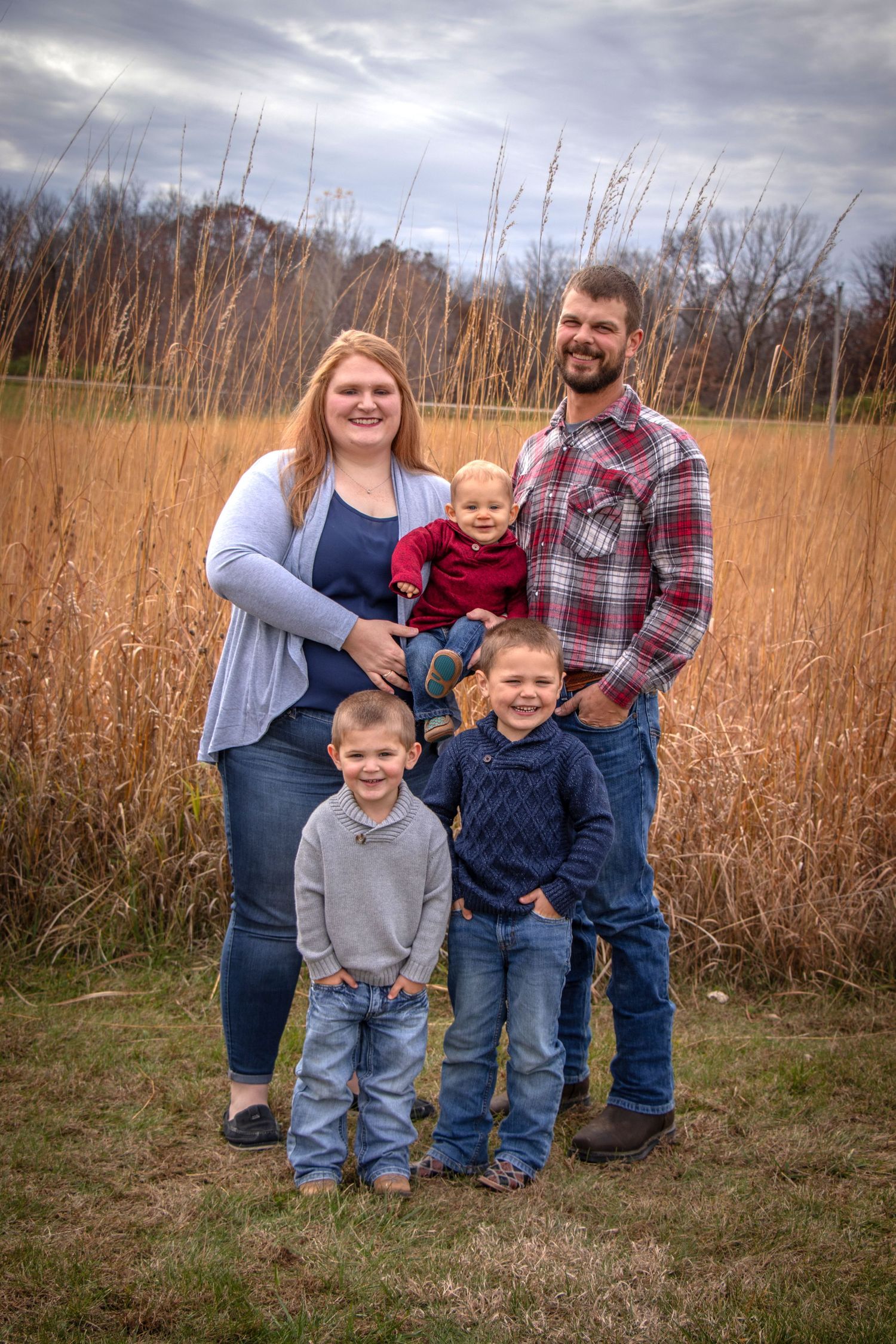 Family in a fall field