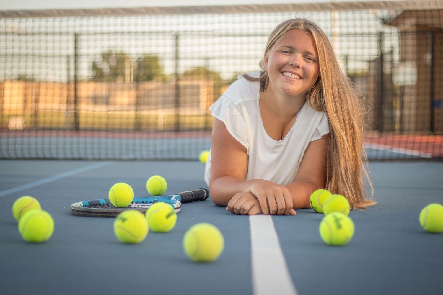 Senior girl tennis player