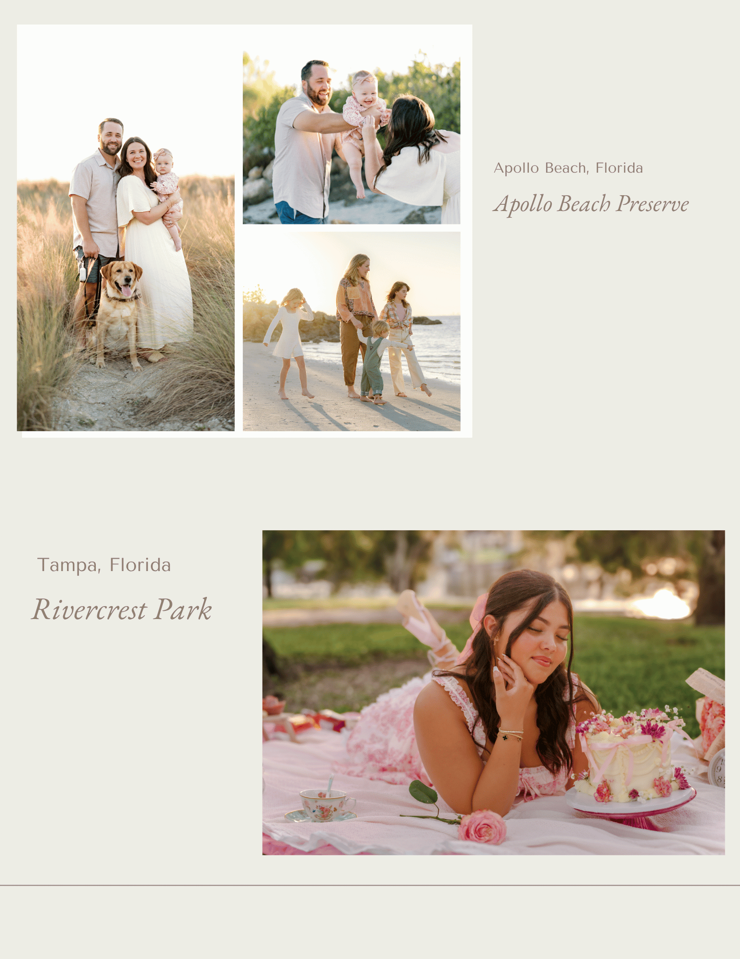 Family portrait session at Apollo Beach Preserve and Rivercrest Park in Tampa, Florida, featuring outdoor lifestyle photography.