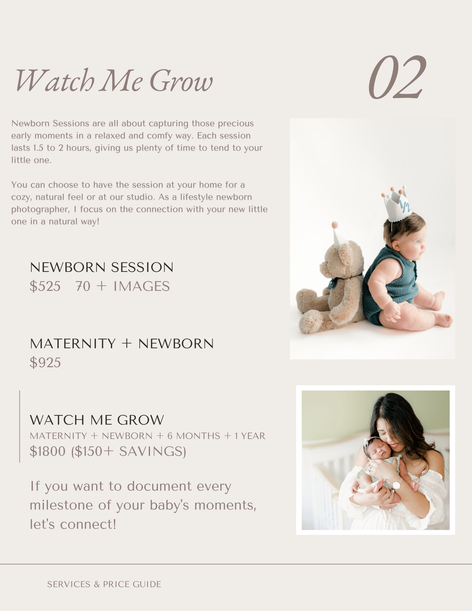 A newborn baby in a teal outfit sits beside a large teddy bear in a soft, natural lifestyle photography session.