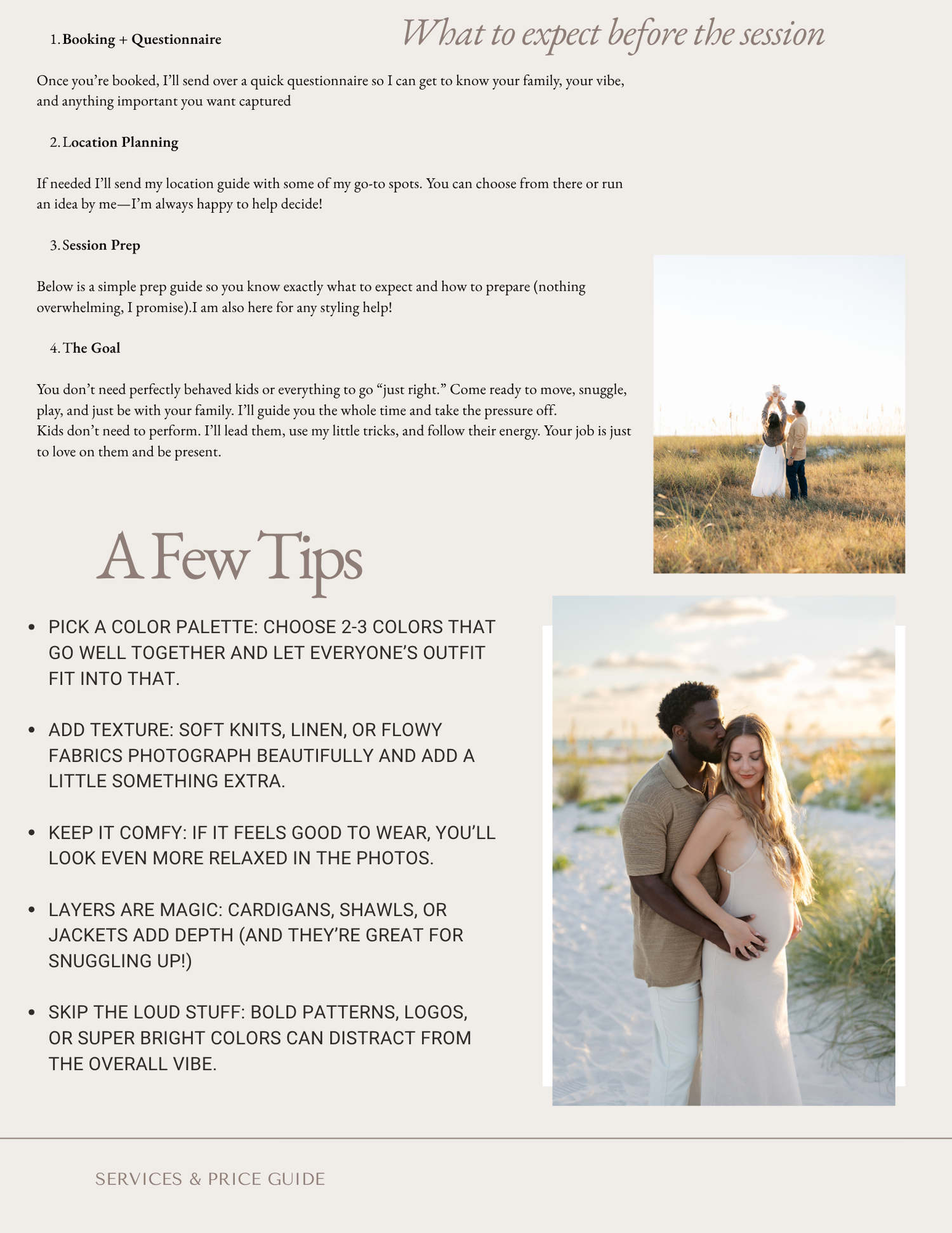 A couple embraces outdoors during a relaxed family photography session, styled in coordinating neutral tones.