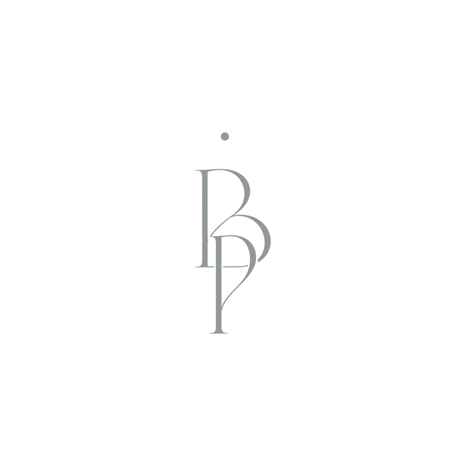 Minimalist monogram logo design featuring interlocked B and P letters.