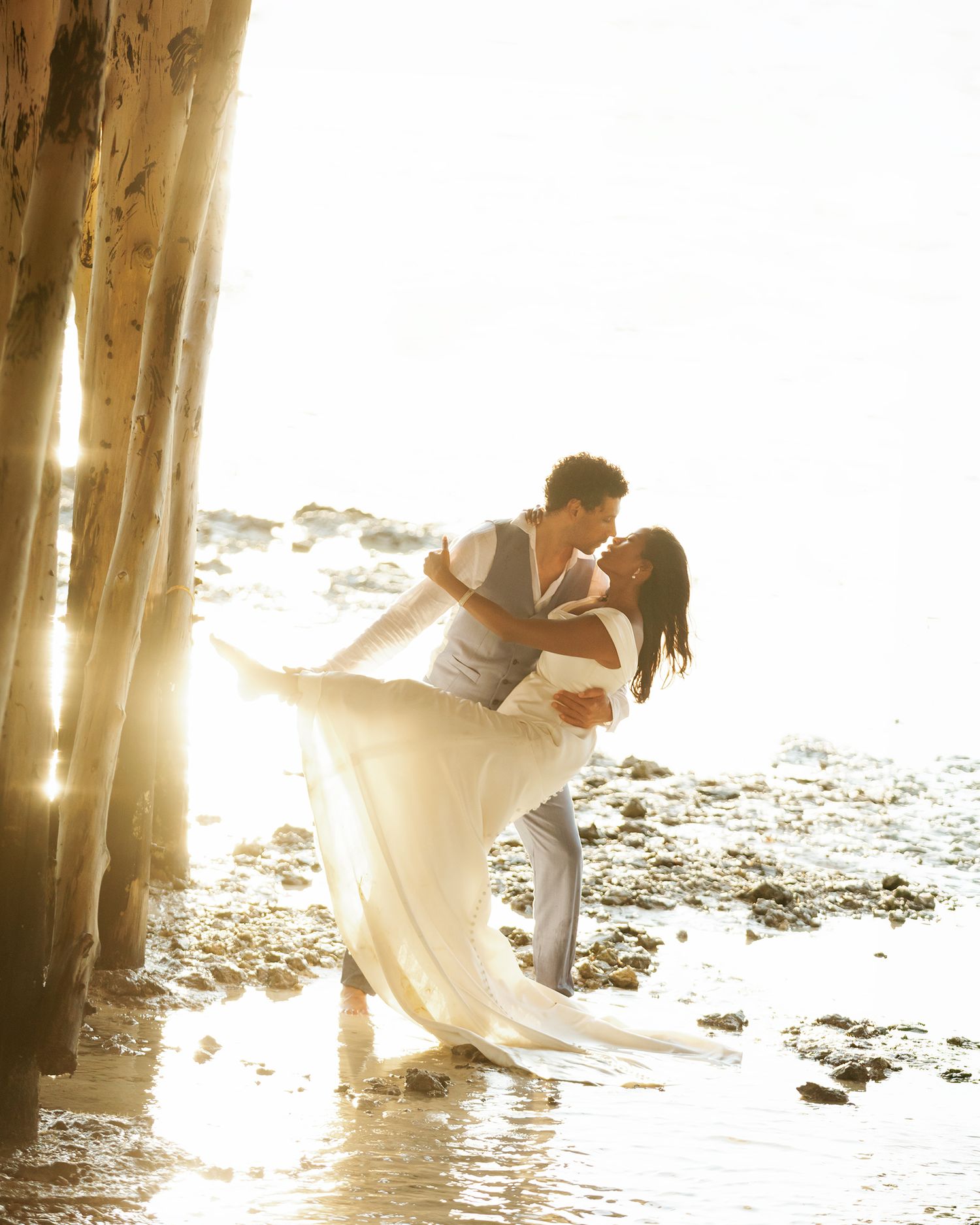 beach sunset wedding