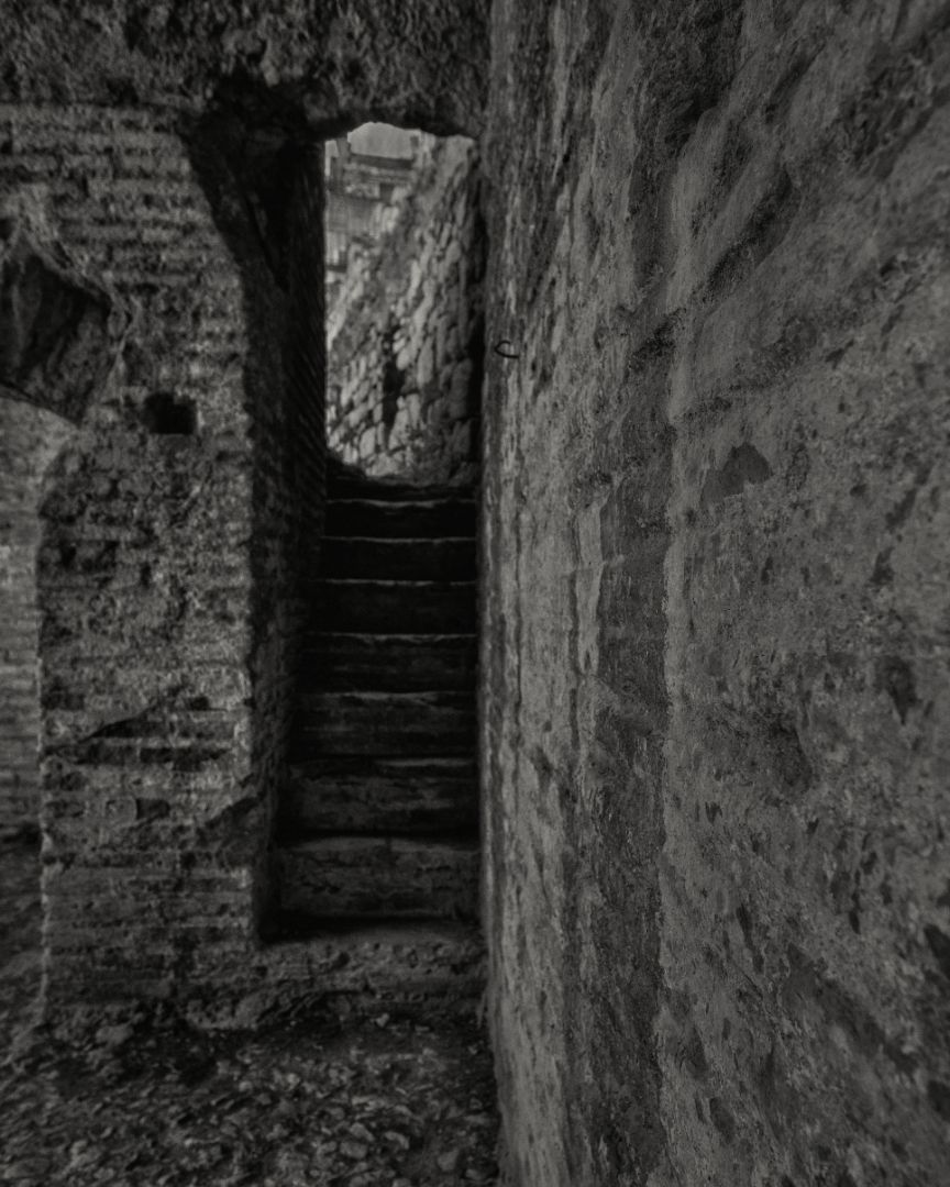 Dark stone stairway leading upward through ancient brick walls in a medieval castle or fortress.
Horvath-Photography-Sam-Sciarrino