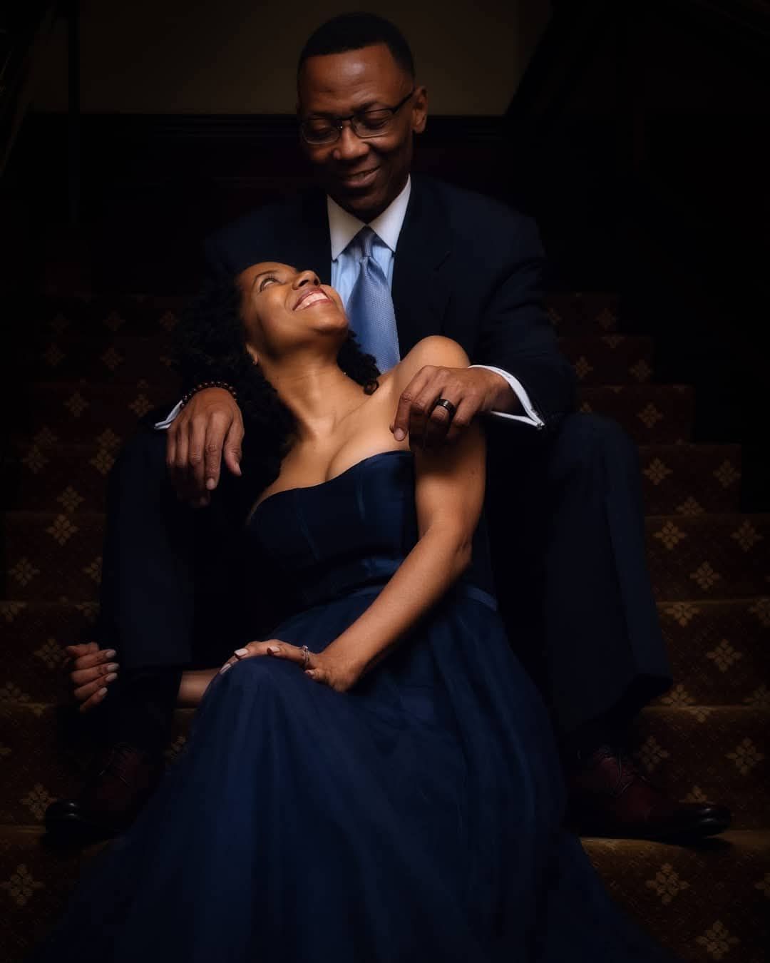 Elegant couple’s portrait in evening attire by Atlanta brand and editorial photographer APQ Creative.