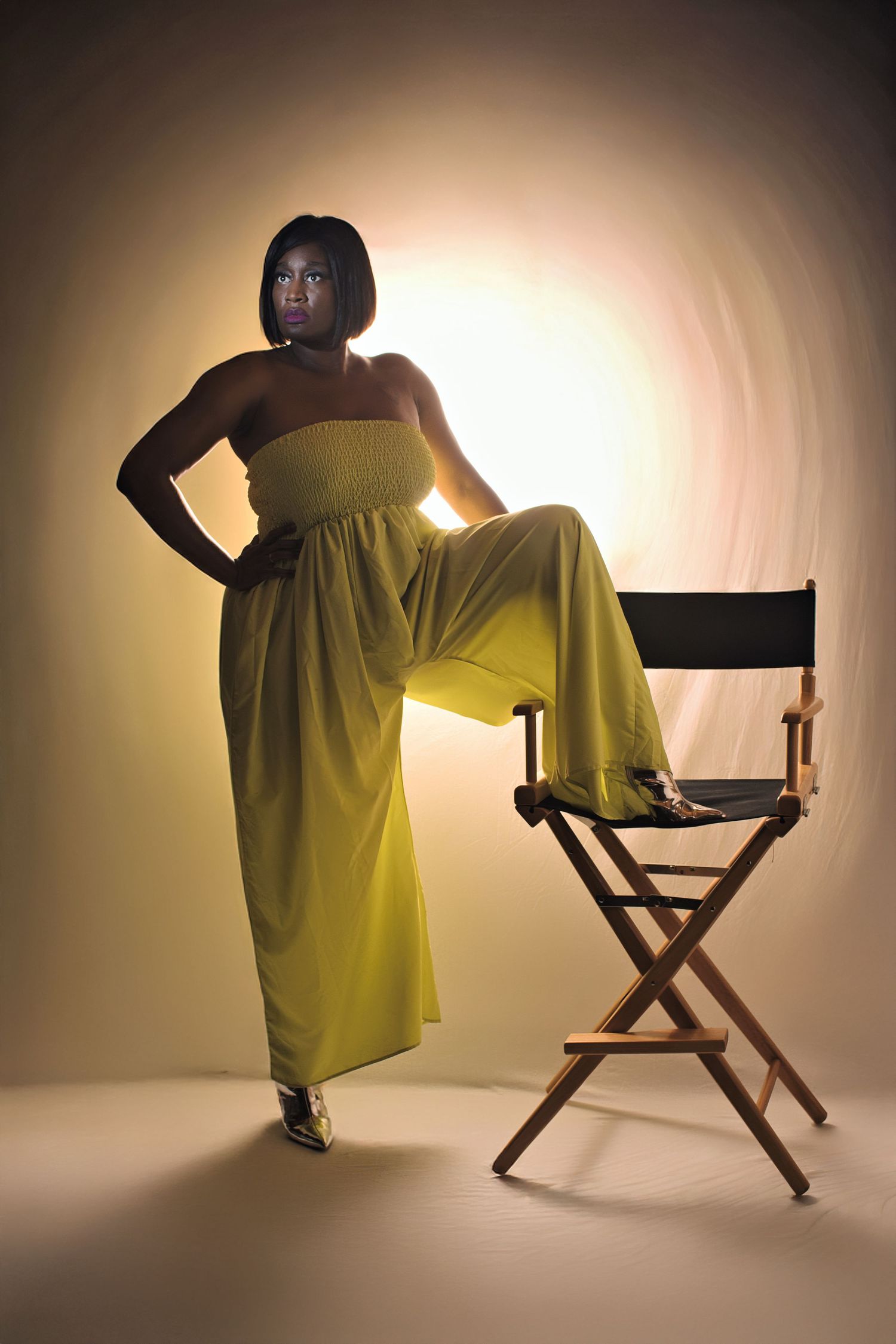 Studio editorial fashion portrait with dramatic styling by creative portrait photographer in Atlanta, APQ Creative.
