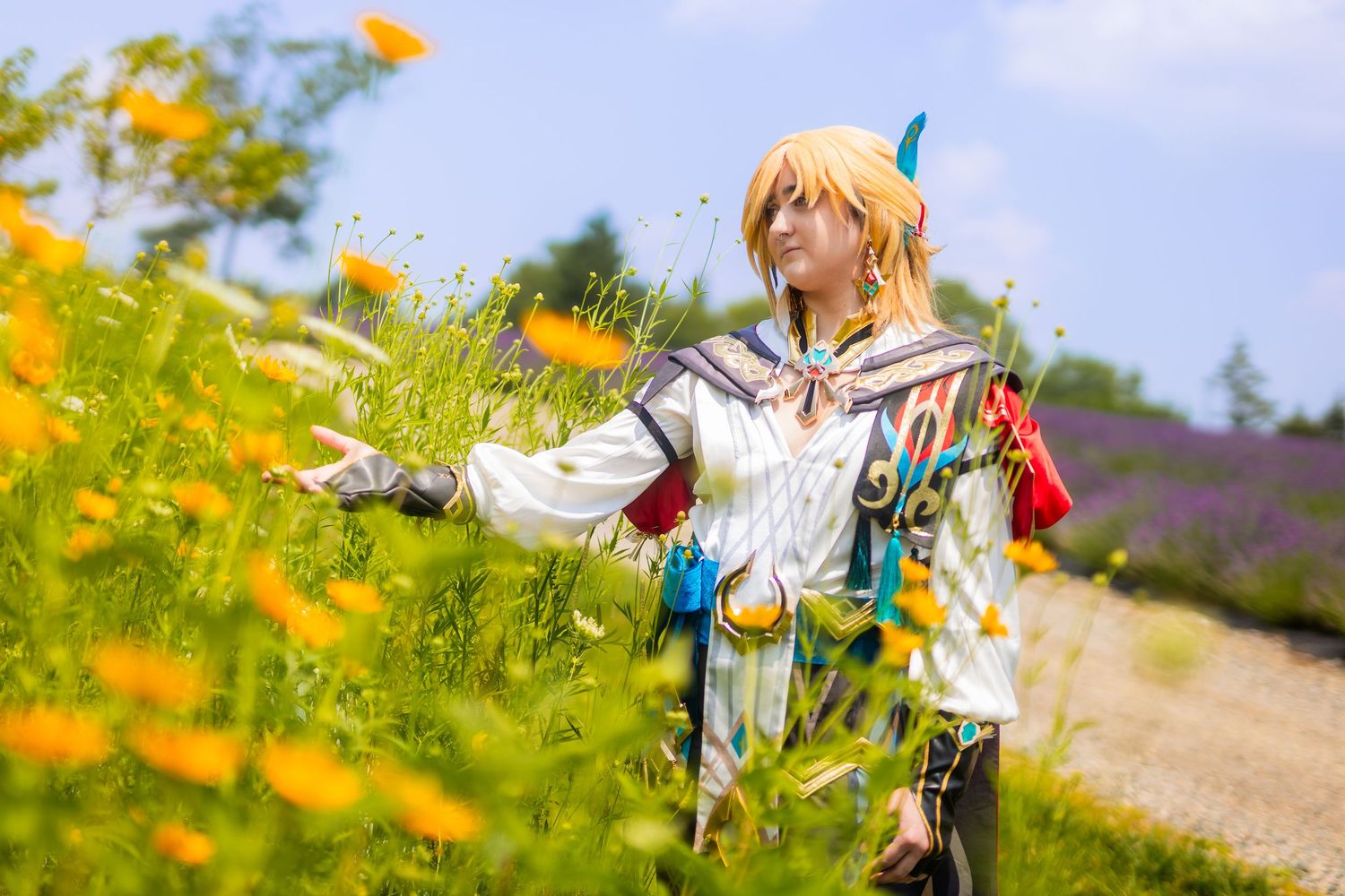 Kina-Photography - Lavender Fields Michigan - Kaveh Cosplay - Genshin Impact Cosplay