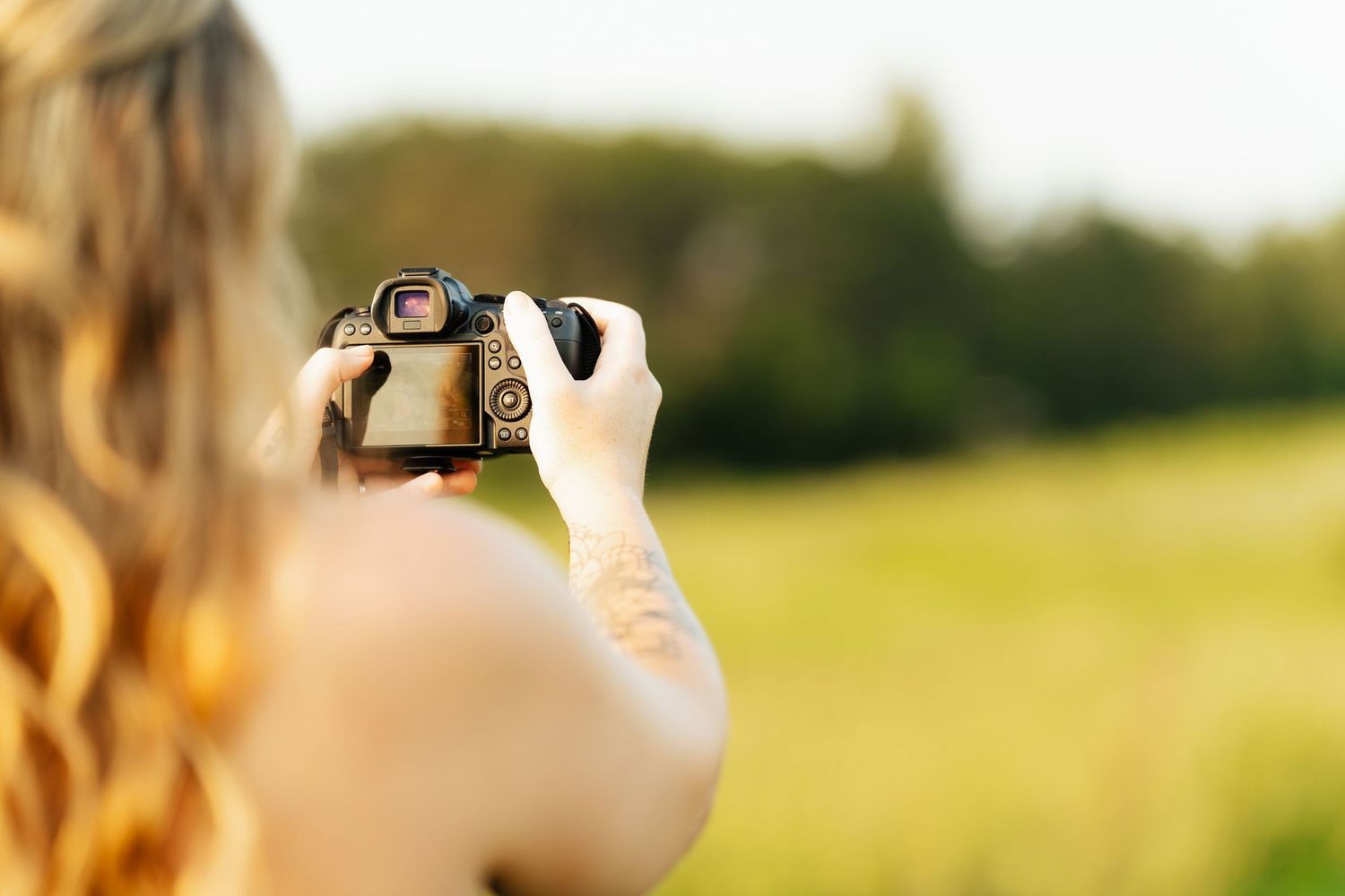 Camera angles and photography composition shown in sequence with bokeh background.