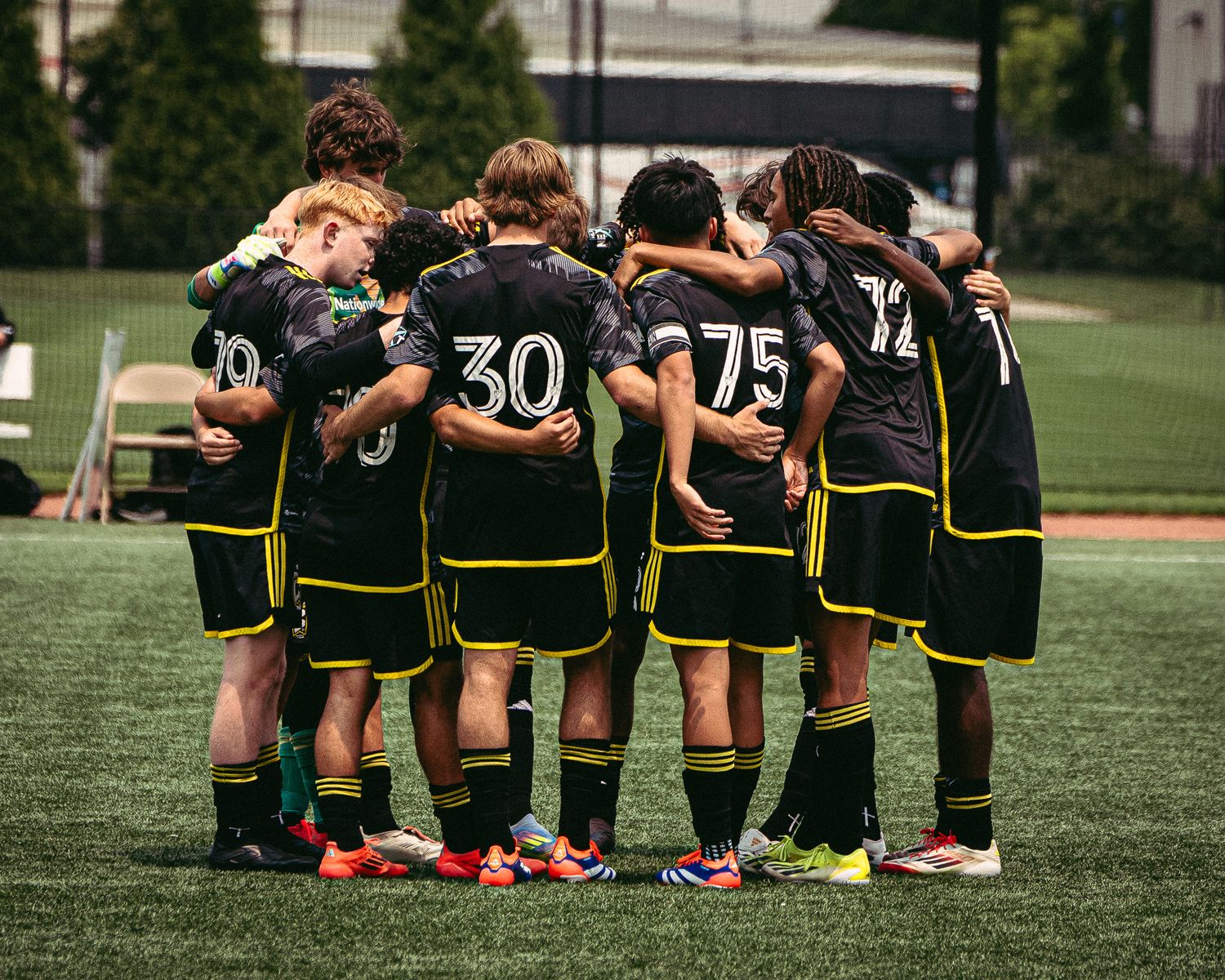 A team preparing to take the field