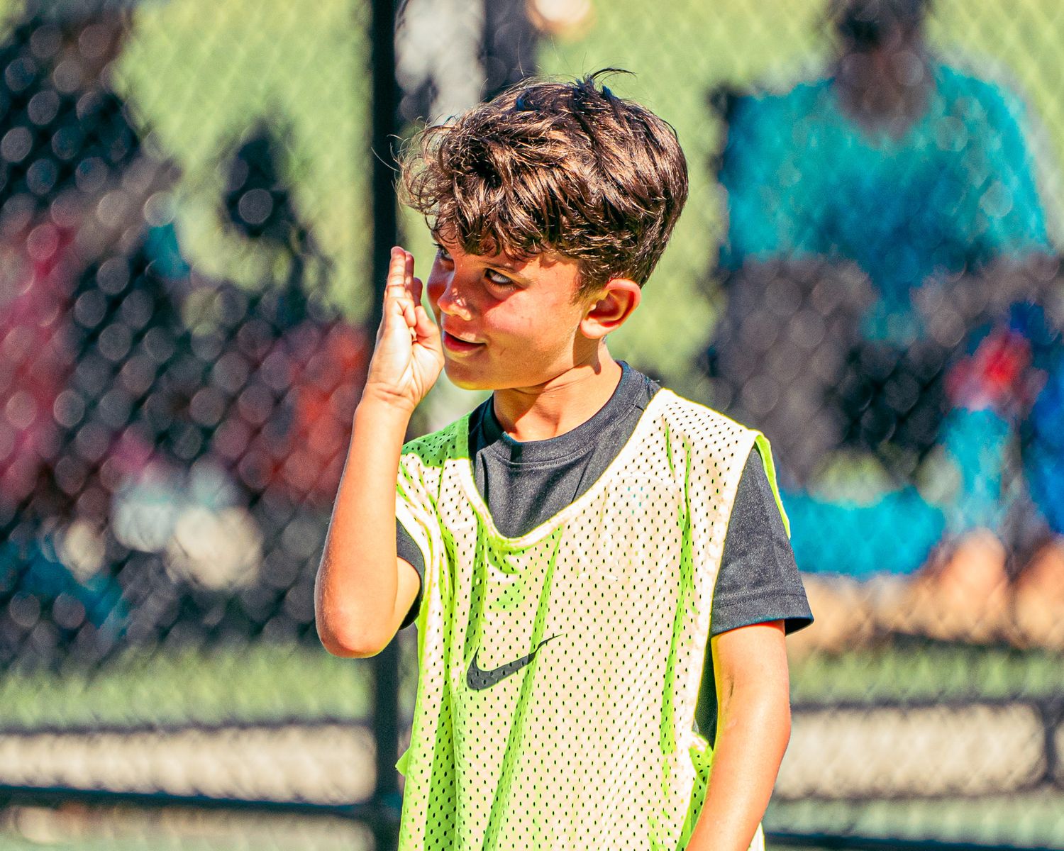 A young player celebrating success